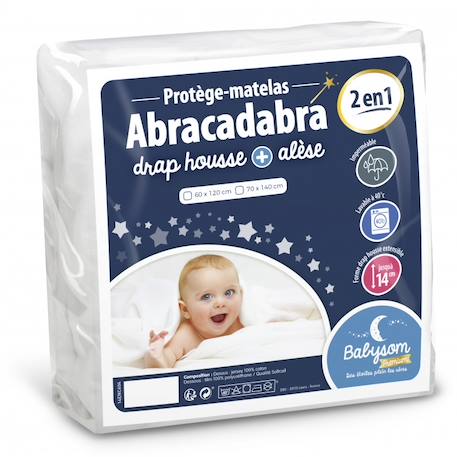 babysom - Protège Matelas Bébé 2 En 1 Drap Housse + Alèse Imperméable Jersey 100% Coton Blanc