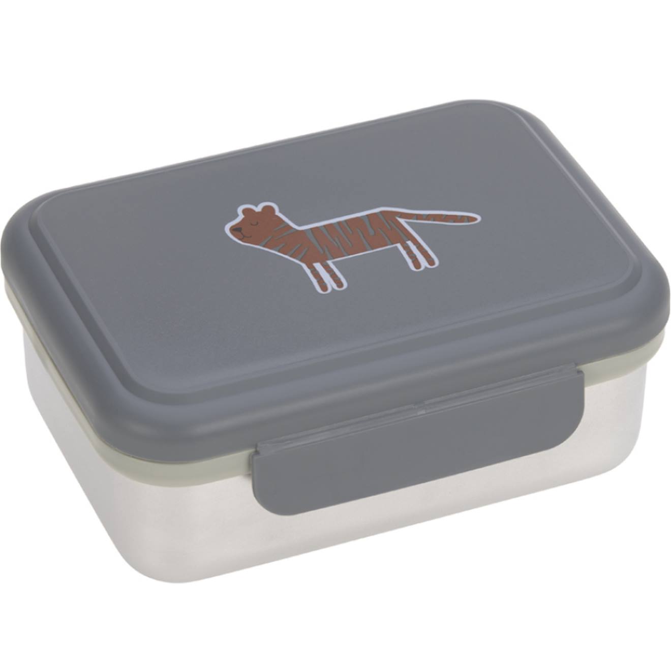 Boîte À Goûter En Inox Safari Tiger Gris