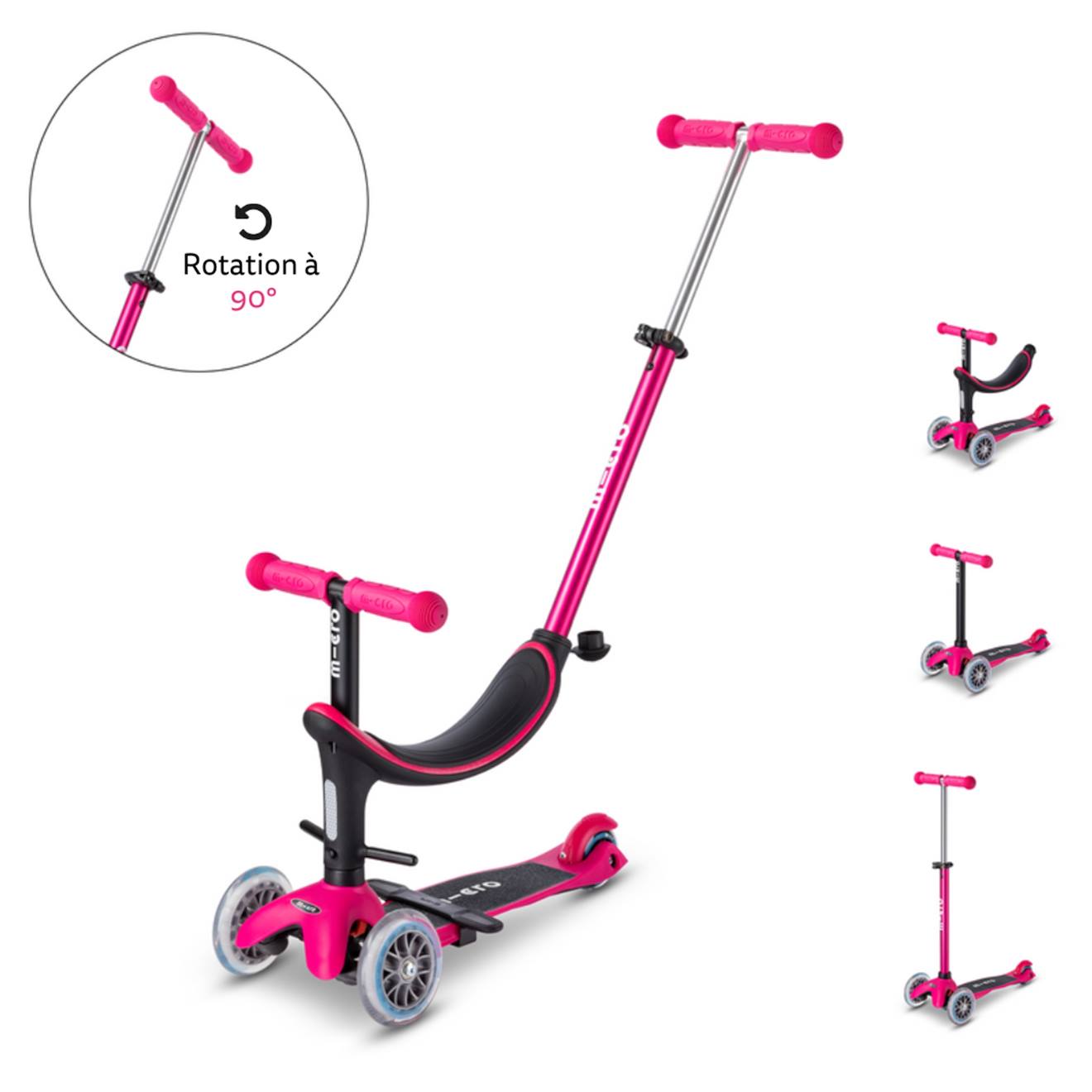 Trottinette Évolutive Mini Micro 3en1 Révolution Rose Framboise