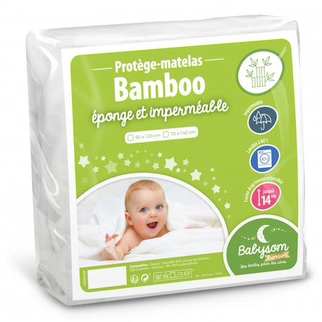 babysom - Protège Matelas Bébé Bamboo Alèse Imperméable Blanc