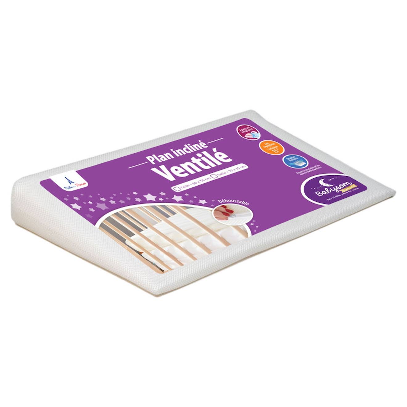 Babysom - Plan Incliné Ventilé Inclinateur 10° Déhoussable Blanc