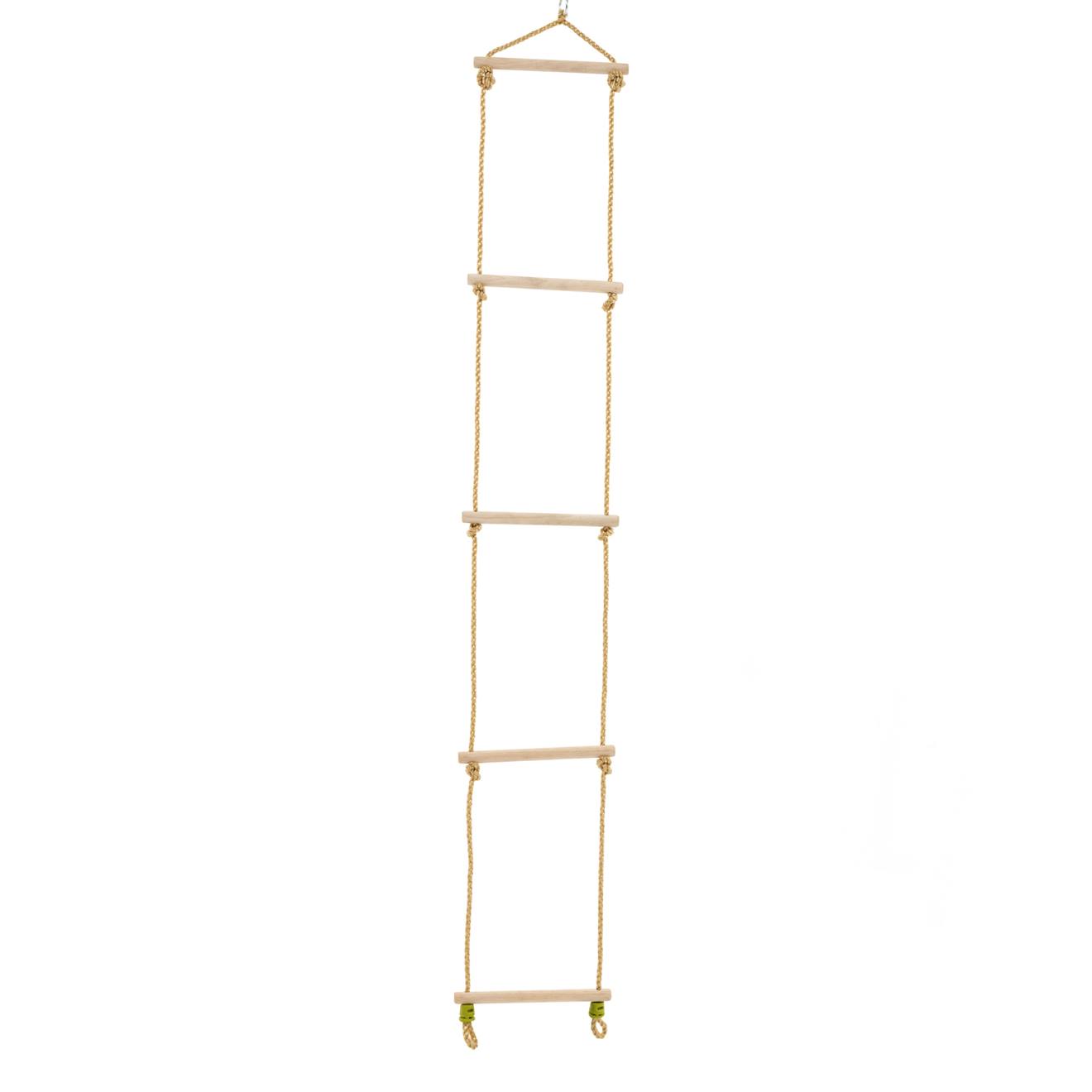 Échelle Corde 5 Barreaux Pour Portique Bois H190-250cm Marron