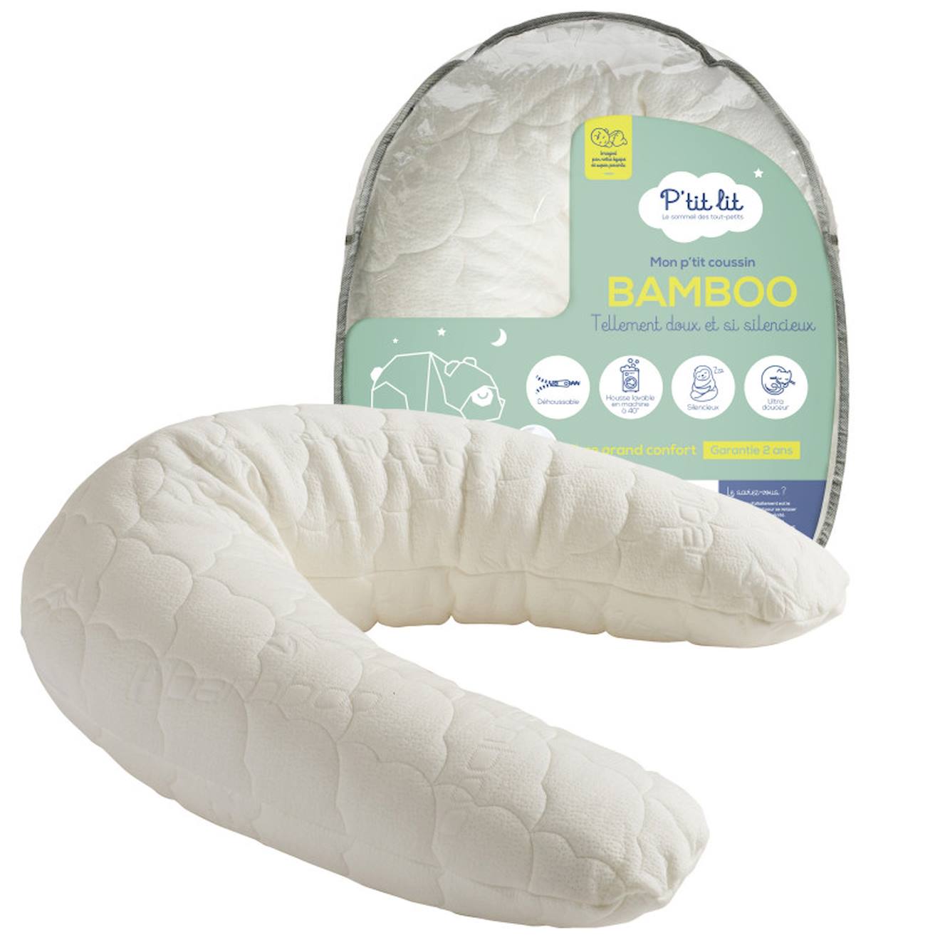 Coussin De Maternité Et D'allaitement Bamboo Blanc