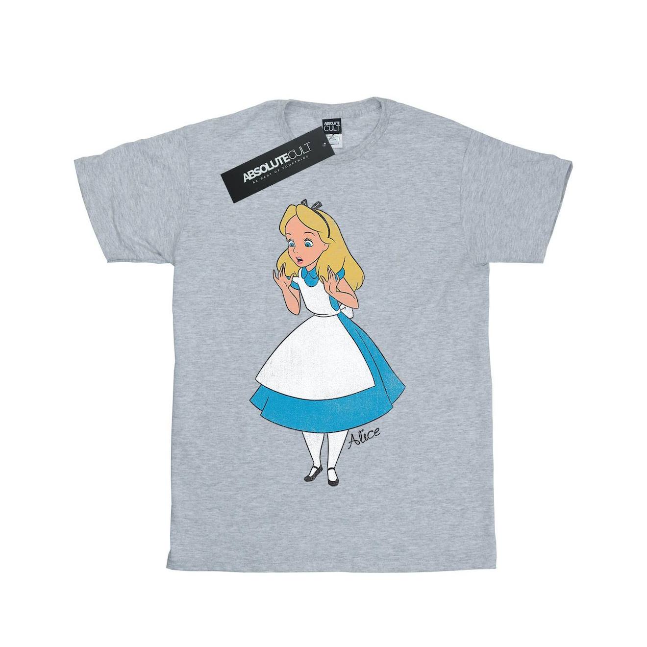 T-shirt Alice In Wonderland Coton Disney Gris Chiné