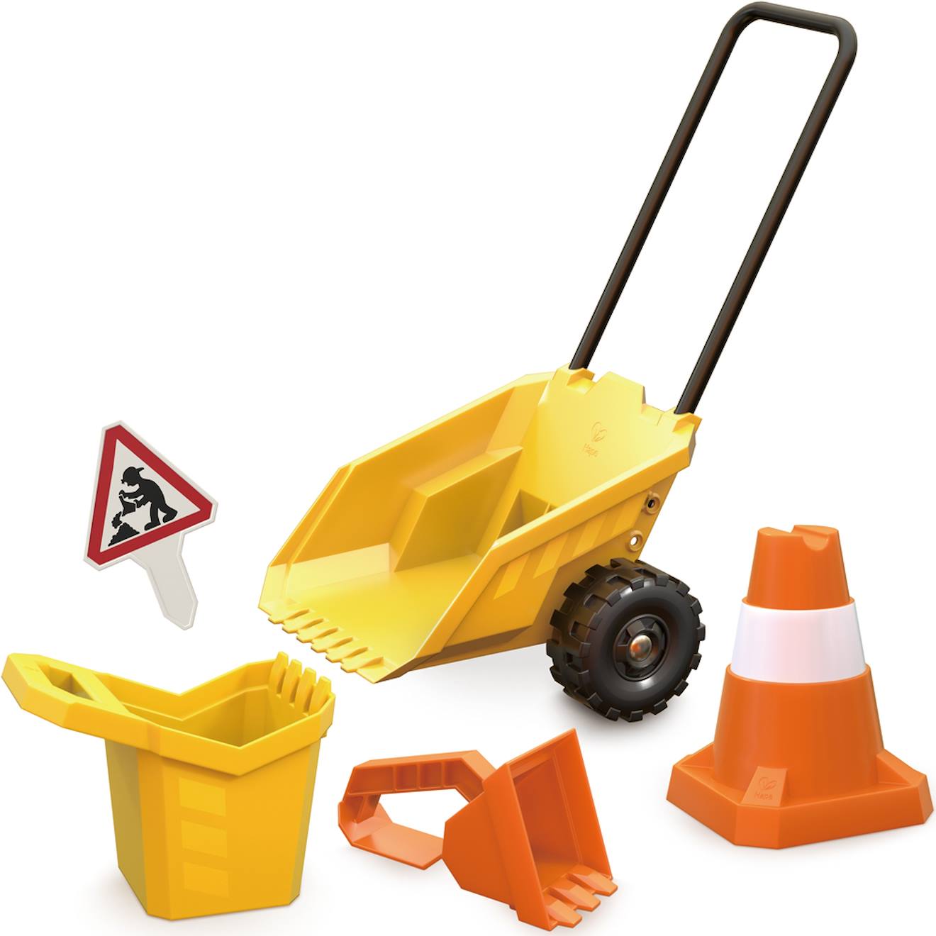 Chariot De Chantier Et Accessoires De Plage Jaune, Orange, Blanc