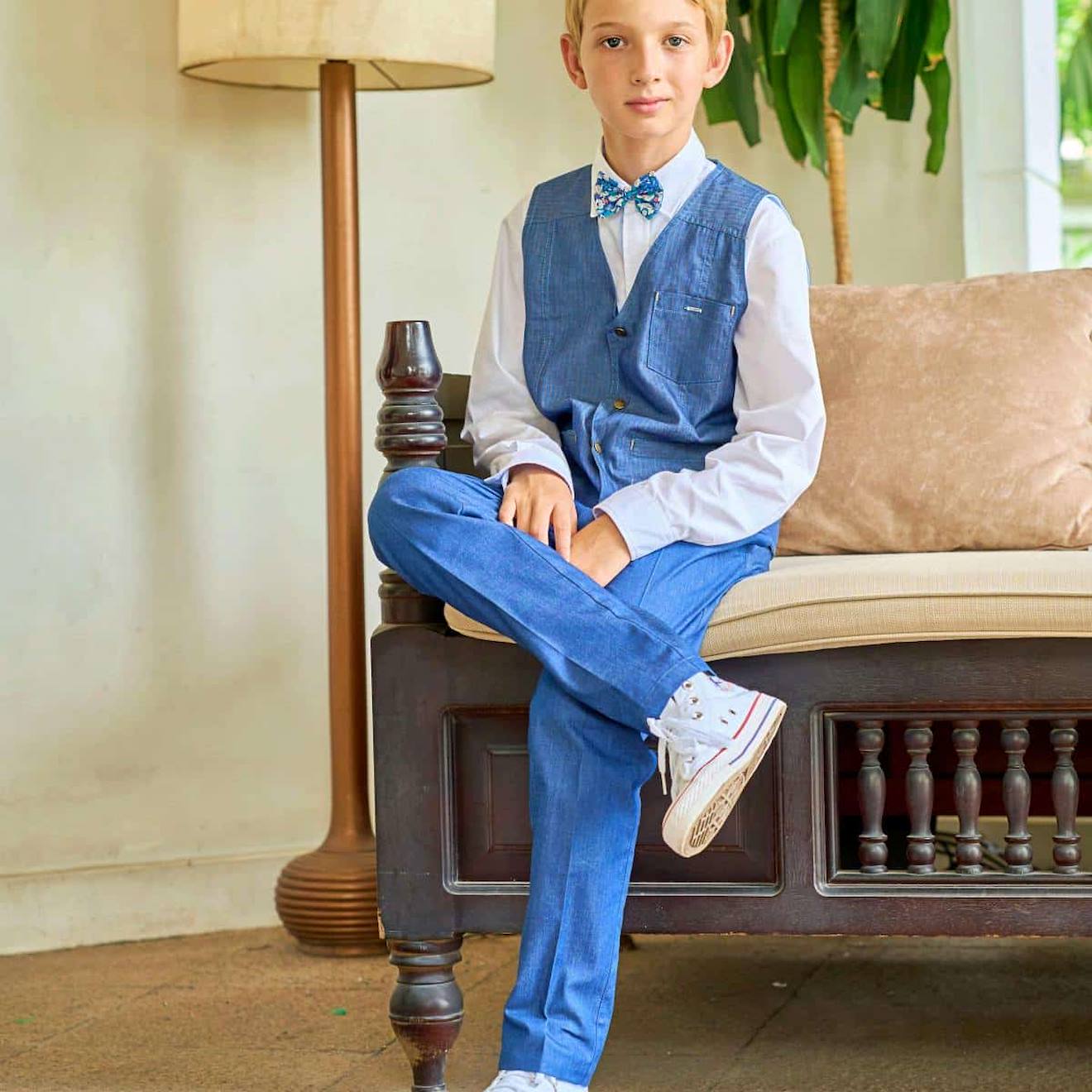 Pantalon À Pinces Coton Ambroise Bleu Marine