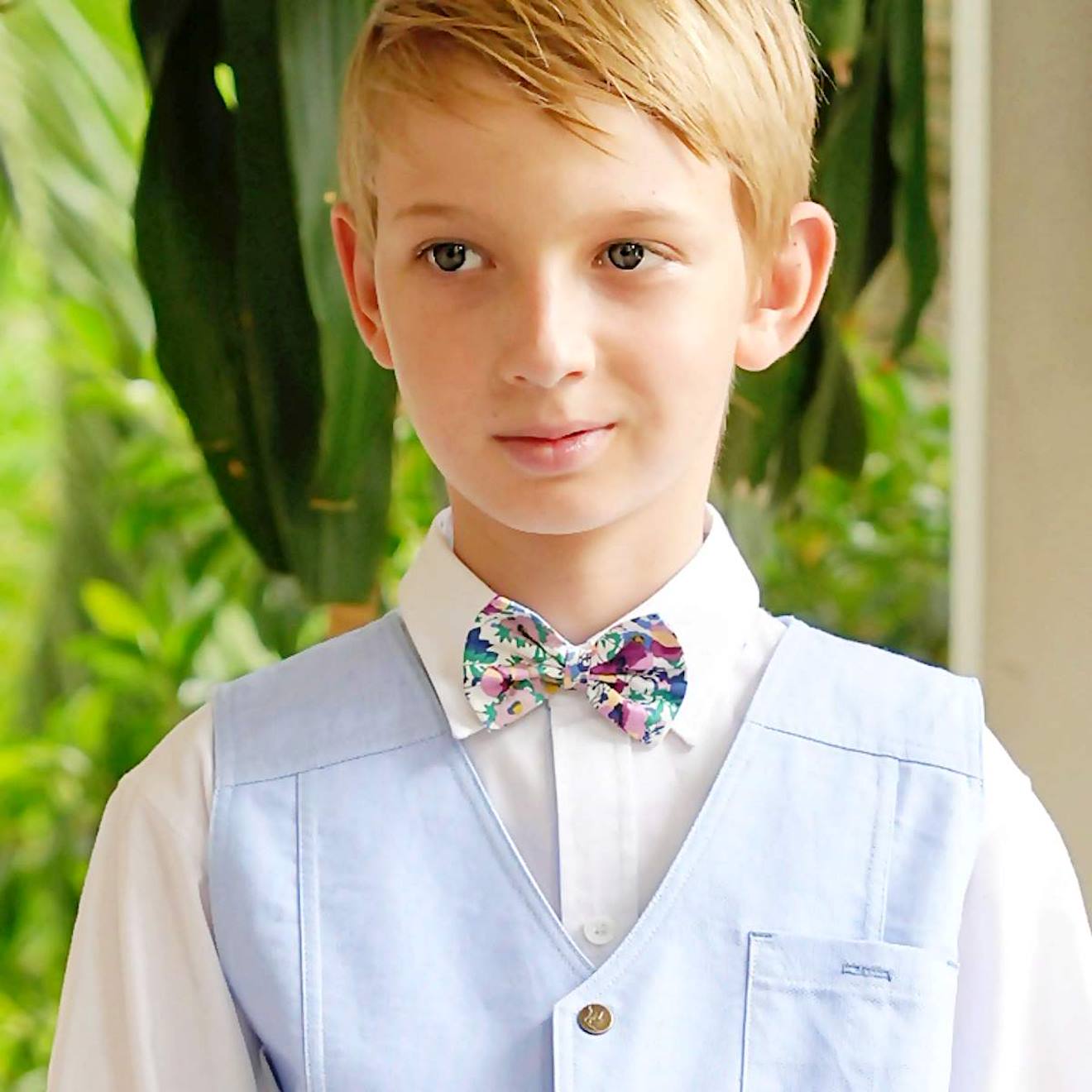 Noeud Papillon Enfant Fleuri Costume Mariage Violet Bleu