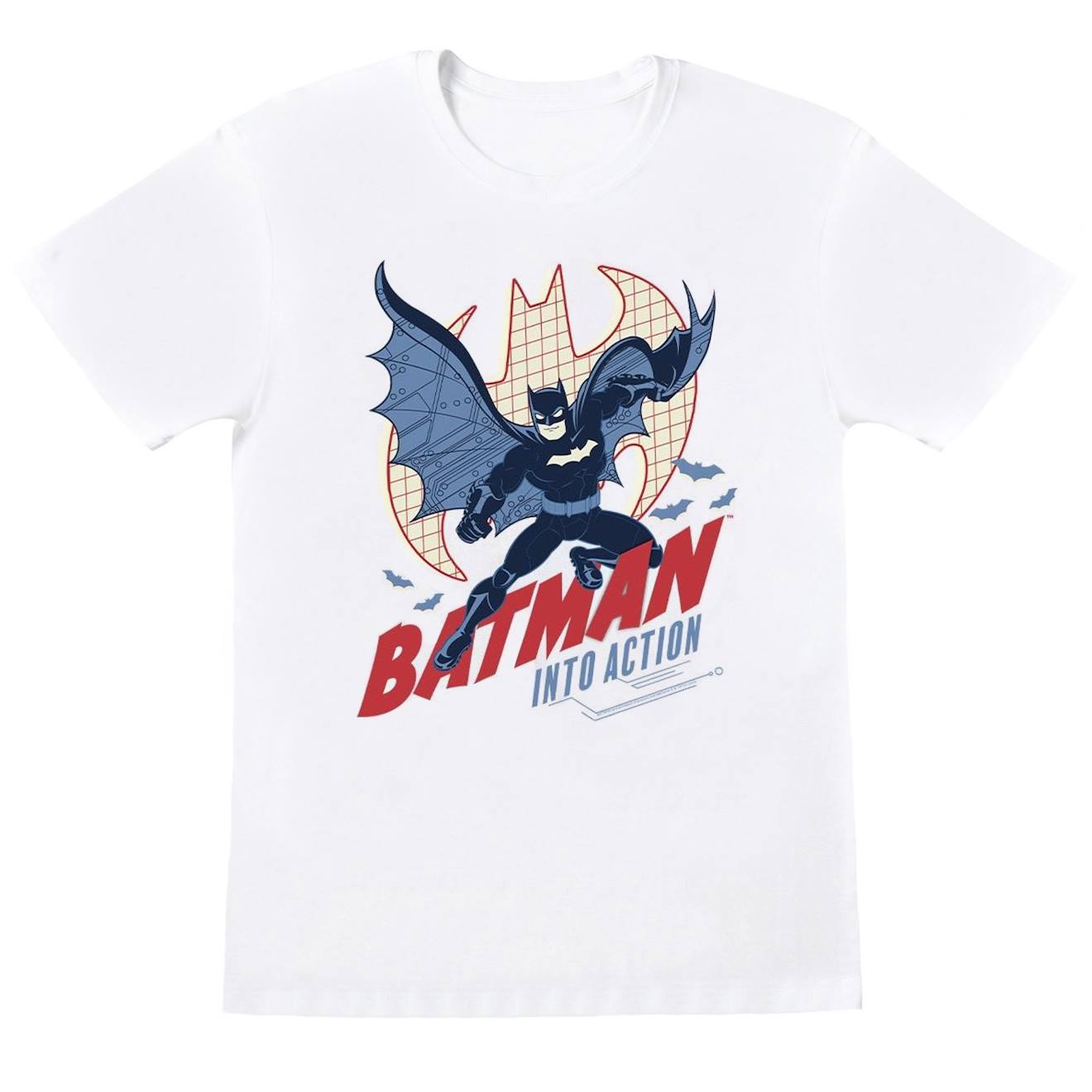 T-shirt Coton Dc Comics Into Action Blanc