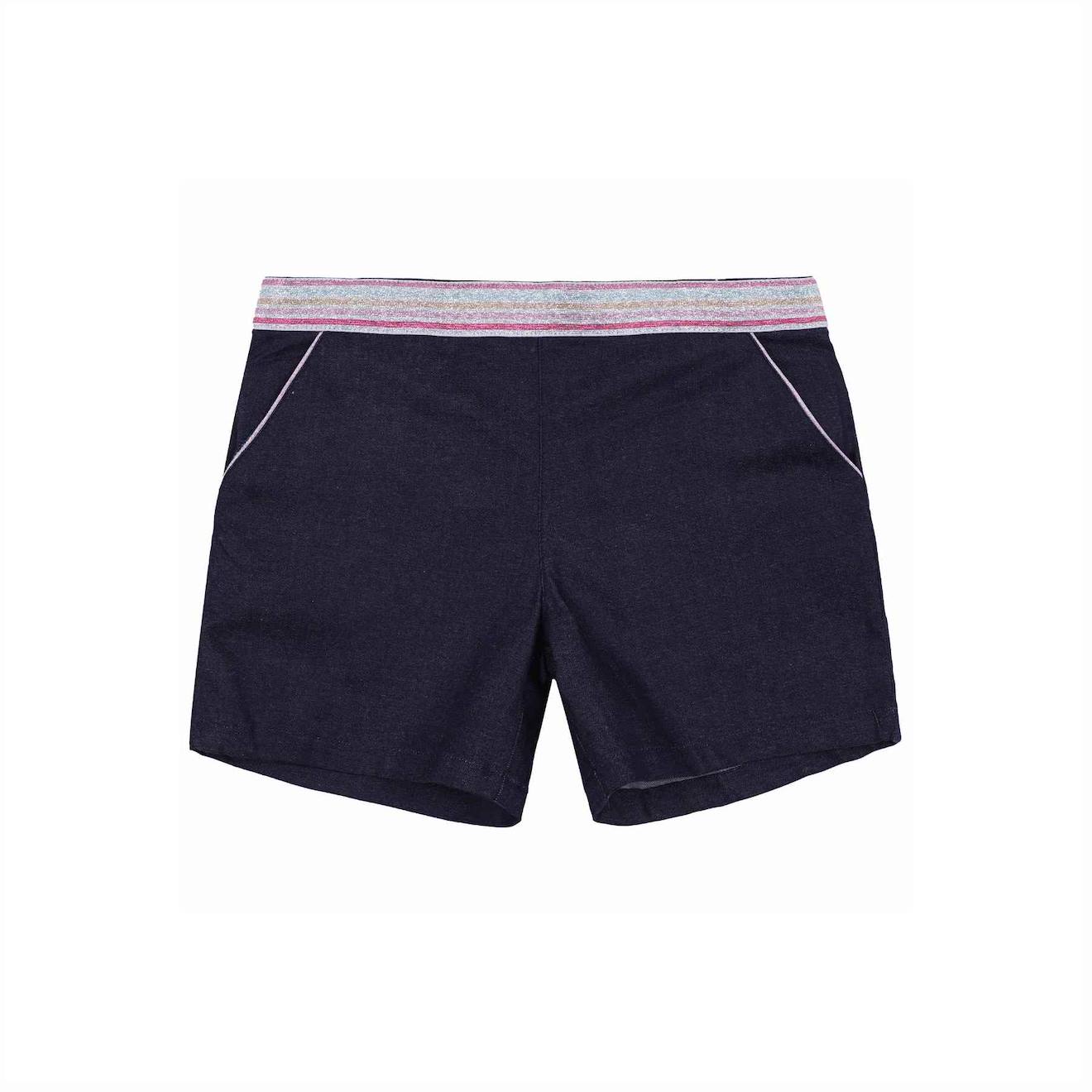 Short En Jean Intersaison Ceinture À Paillettes Poupette Bleu Denim