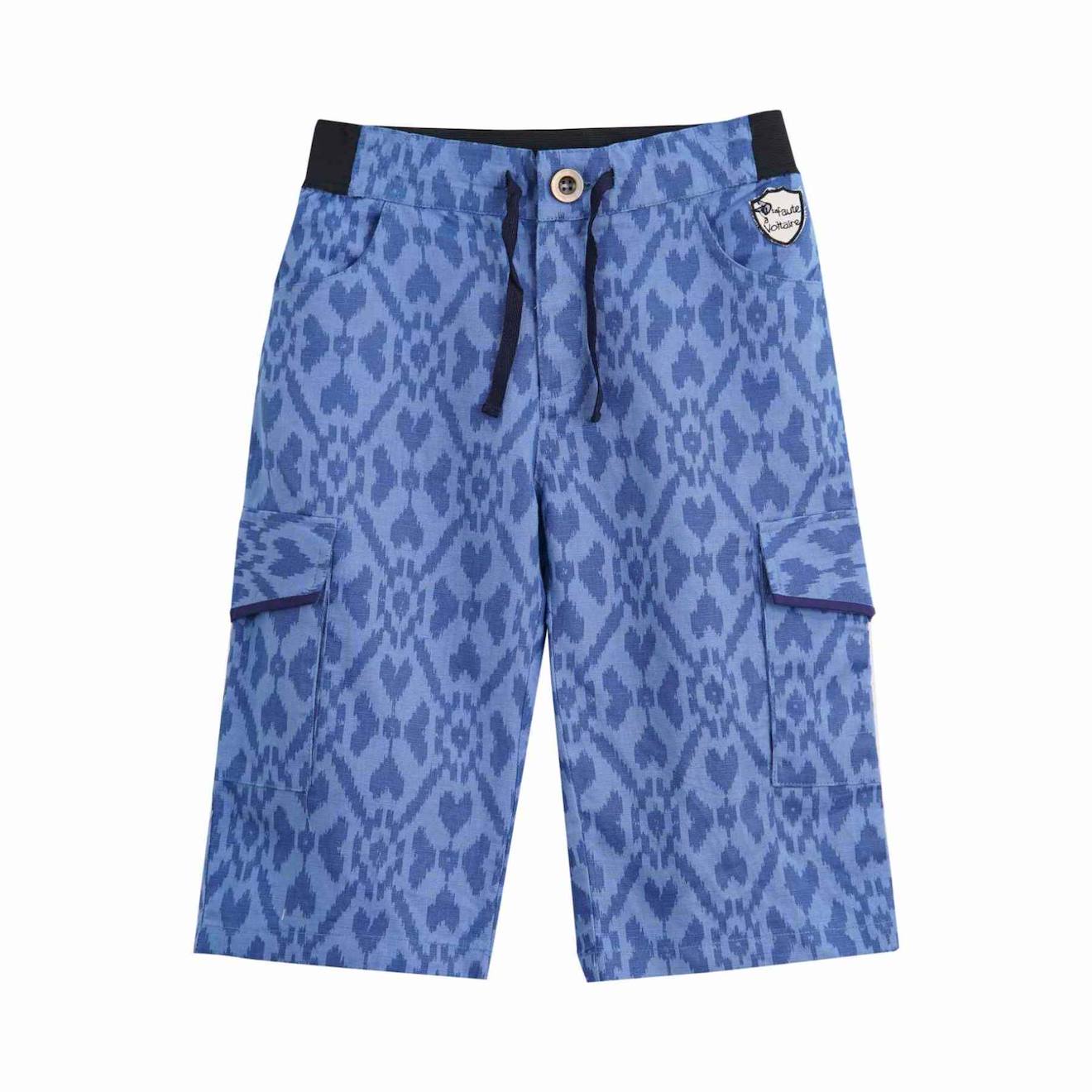Bermuda Imprimé Tie And Dye Poches Cargo Arcachon Bleu Foncé Bleu Clair