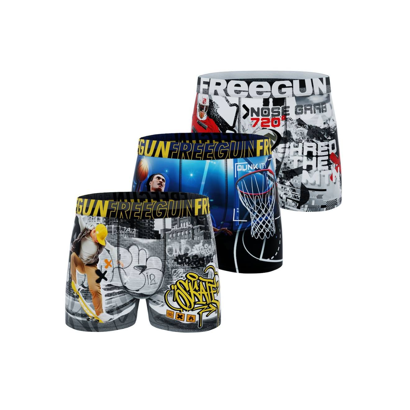 Lot De 3 Boxers Winter Sport Bleu/jaune/gris/blanc
