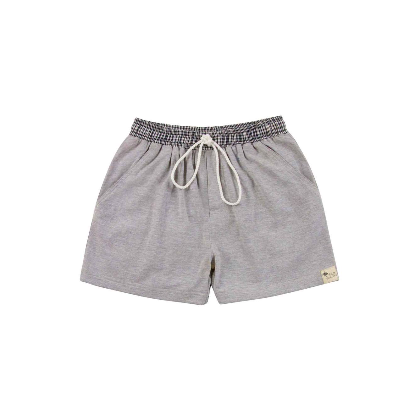 Short De Bain Carreaux Vichy Noirs Swimboy Gris Souris