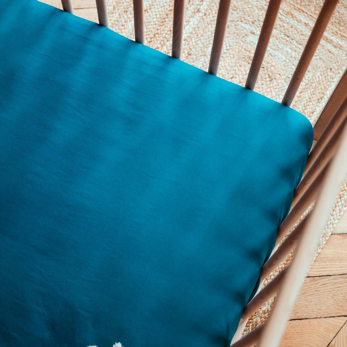 Drap Housse Pur Coton Bio Pour Lit Bébé Bleu Nuit