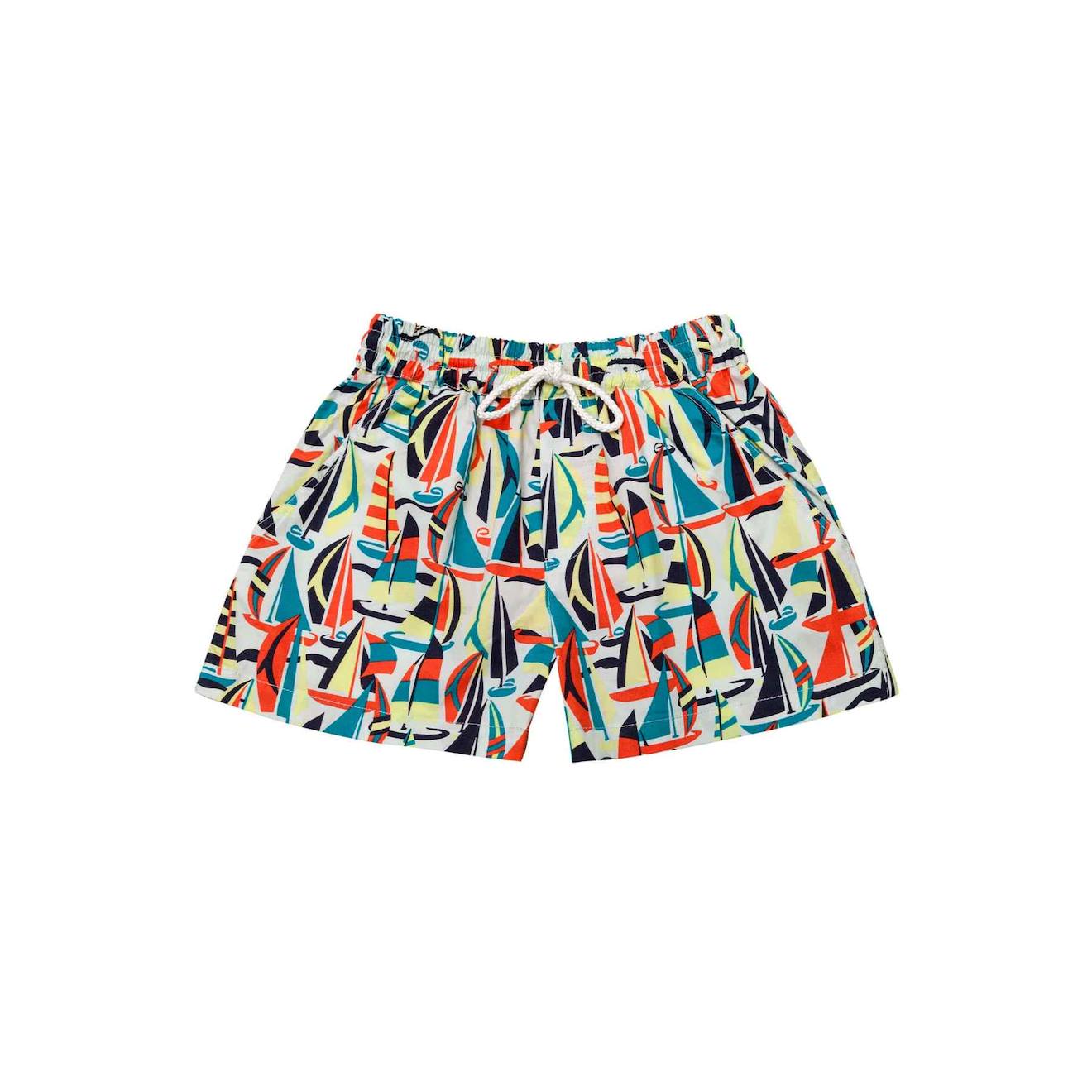 Short De Bain Imprimé Voiliers Rétros Swimboy Orange