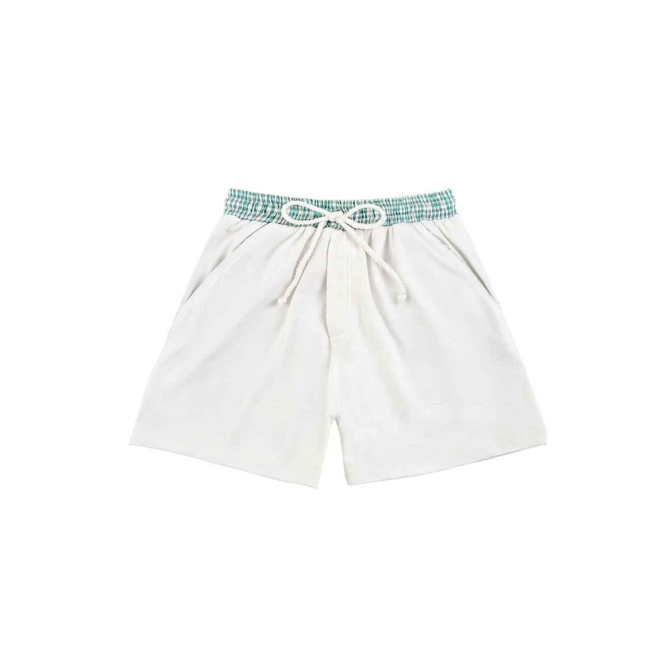 Short De Bain Blanc Carreaux Vichy Swimboy Blanc Vert