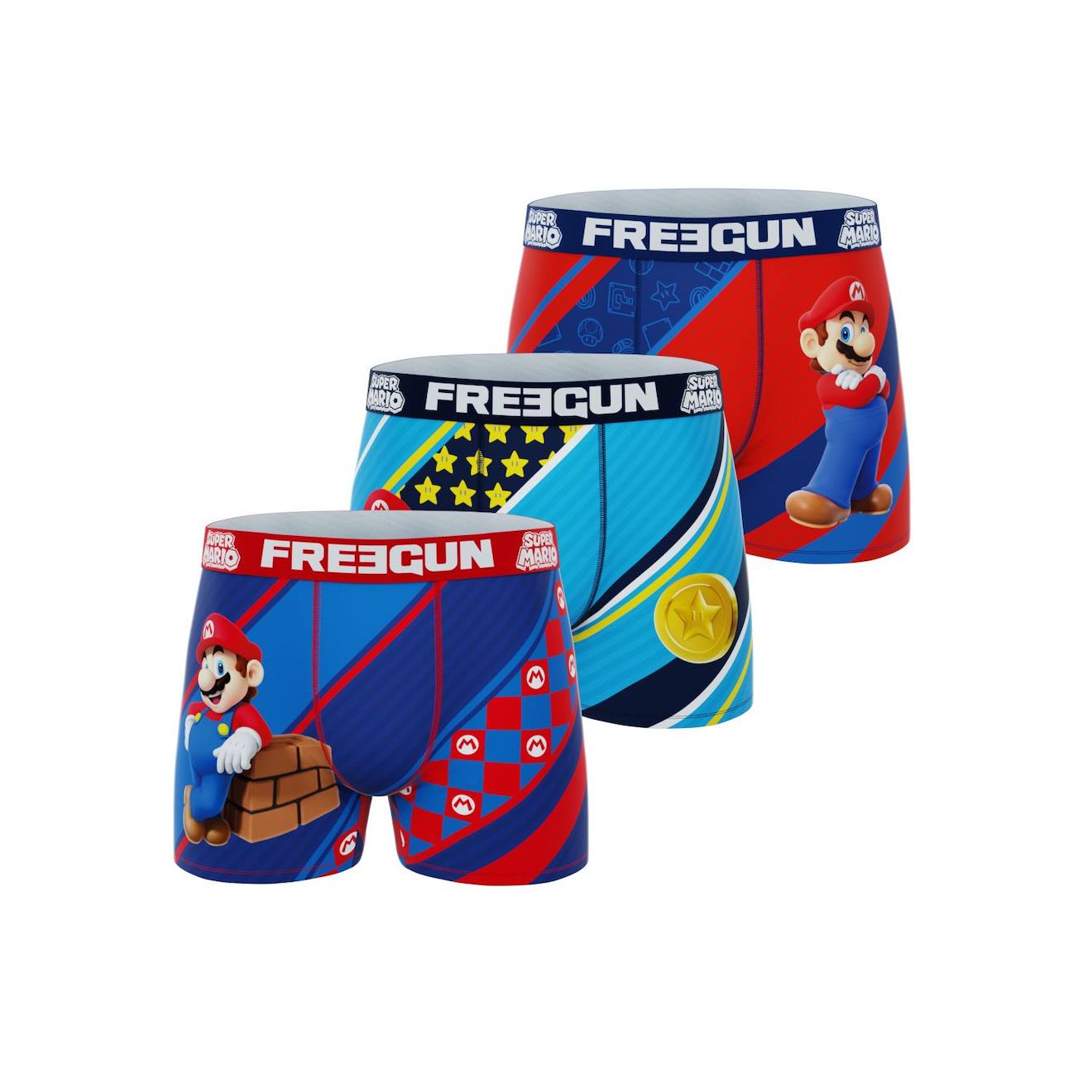 Lot De 3 Boxers Super Mario Bros Bleu Foncé/turquoise/rouge