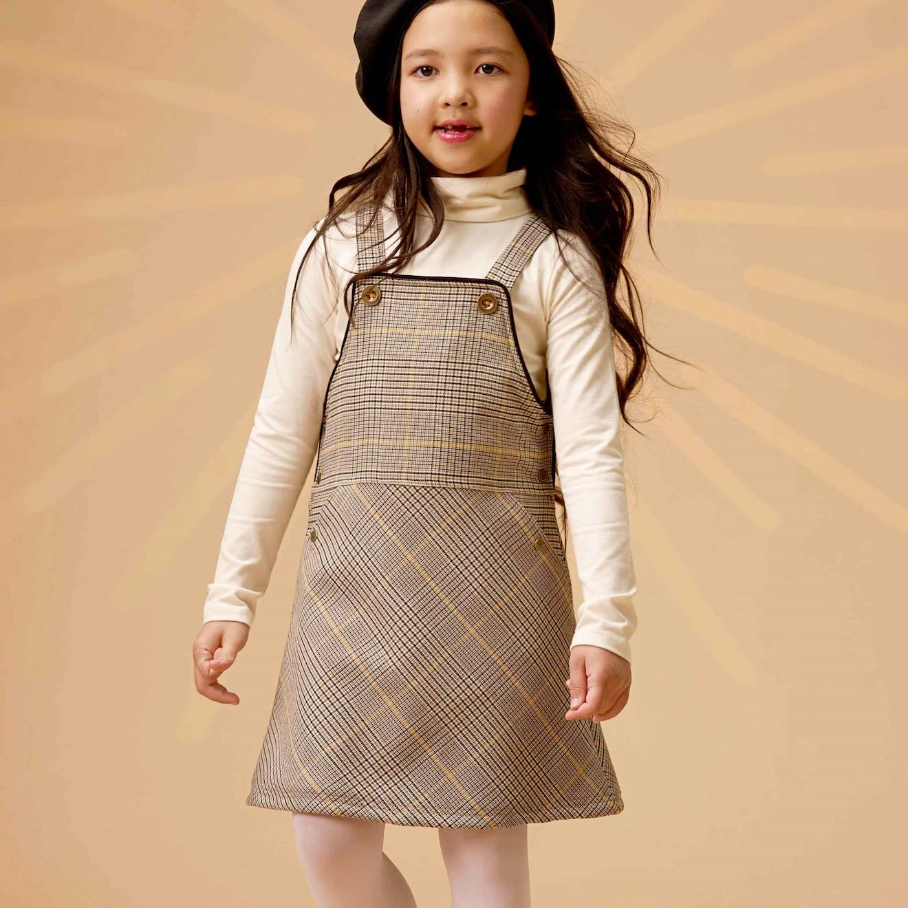 Robe Salopette Hiver Carreaux Tartan Marron Lola Marron Vert Foncé