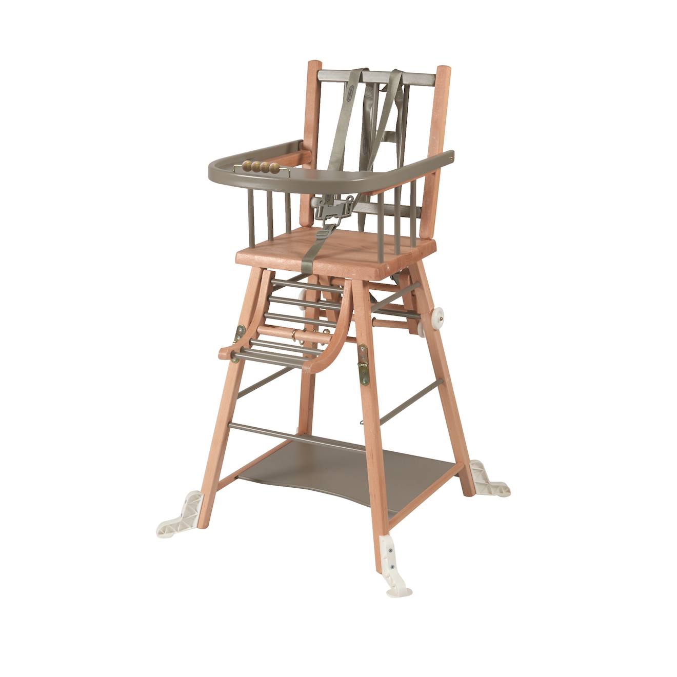 Chaise Haute Traditionnelle Marcel Transformable Barreaux Hybride Bois Et Gris