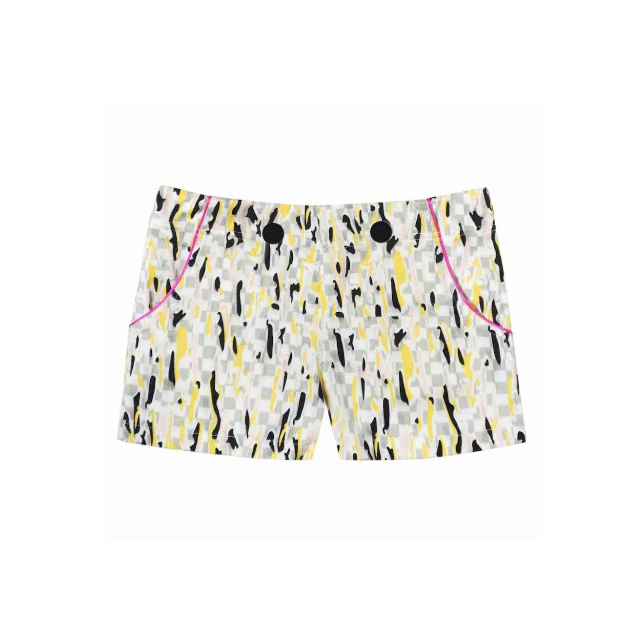 Short Été Coton Graphique Angie Jaune Gris Rose