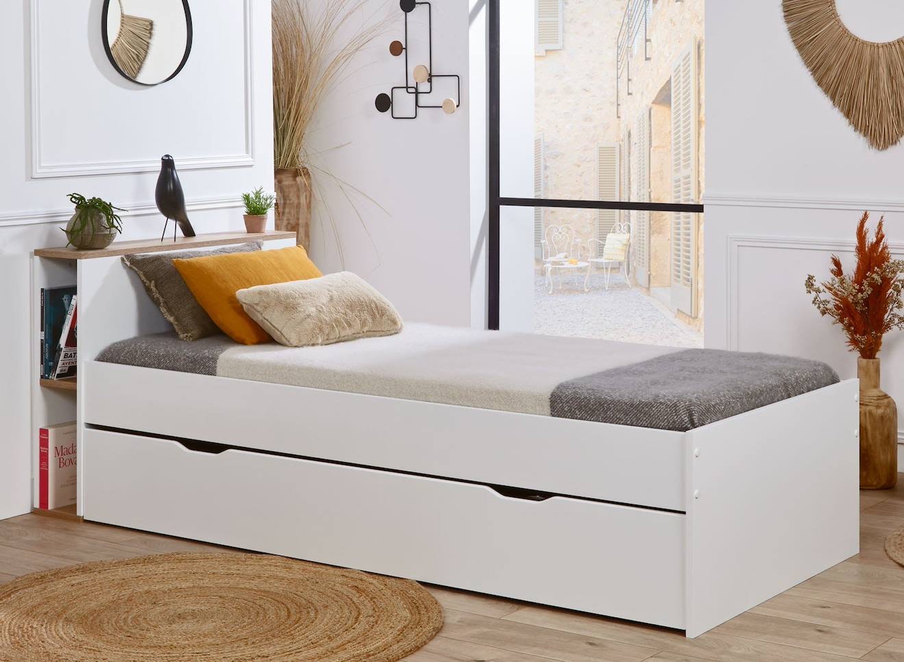 Lit Gigogne Avec Rangements Milor Blanc
