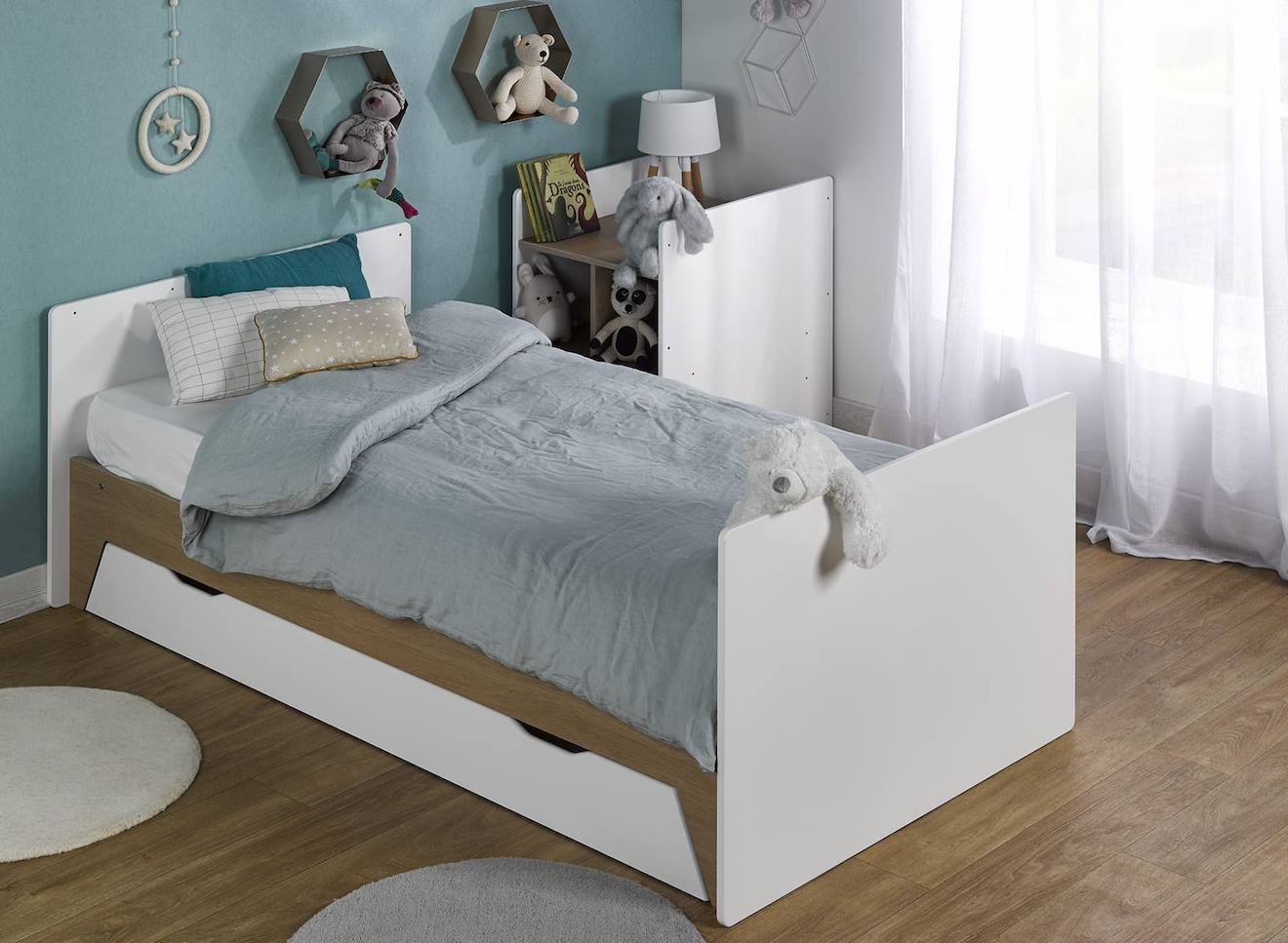 Lit Bébé Évolutif Combiné Ecrin Blanc & Bois (Chambrekids) - Image 2