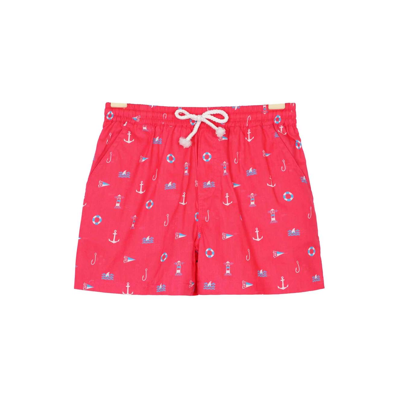 Short De Bain Imprimé Marin Swimboy Rouge Bleu Ciel