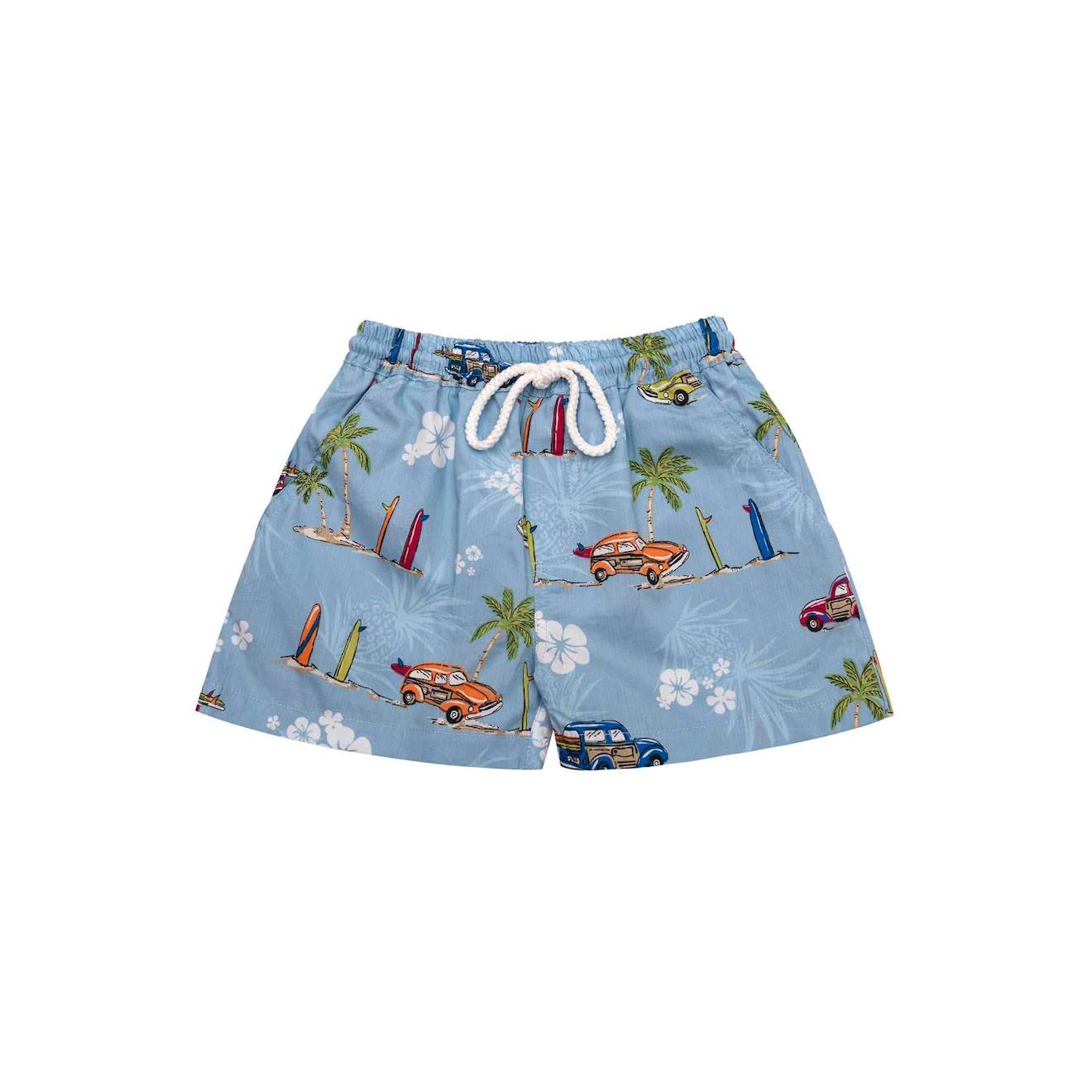 Short De Bain Imprimé Voitures Rétro Swimboy Bleu Clair