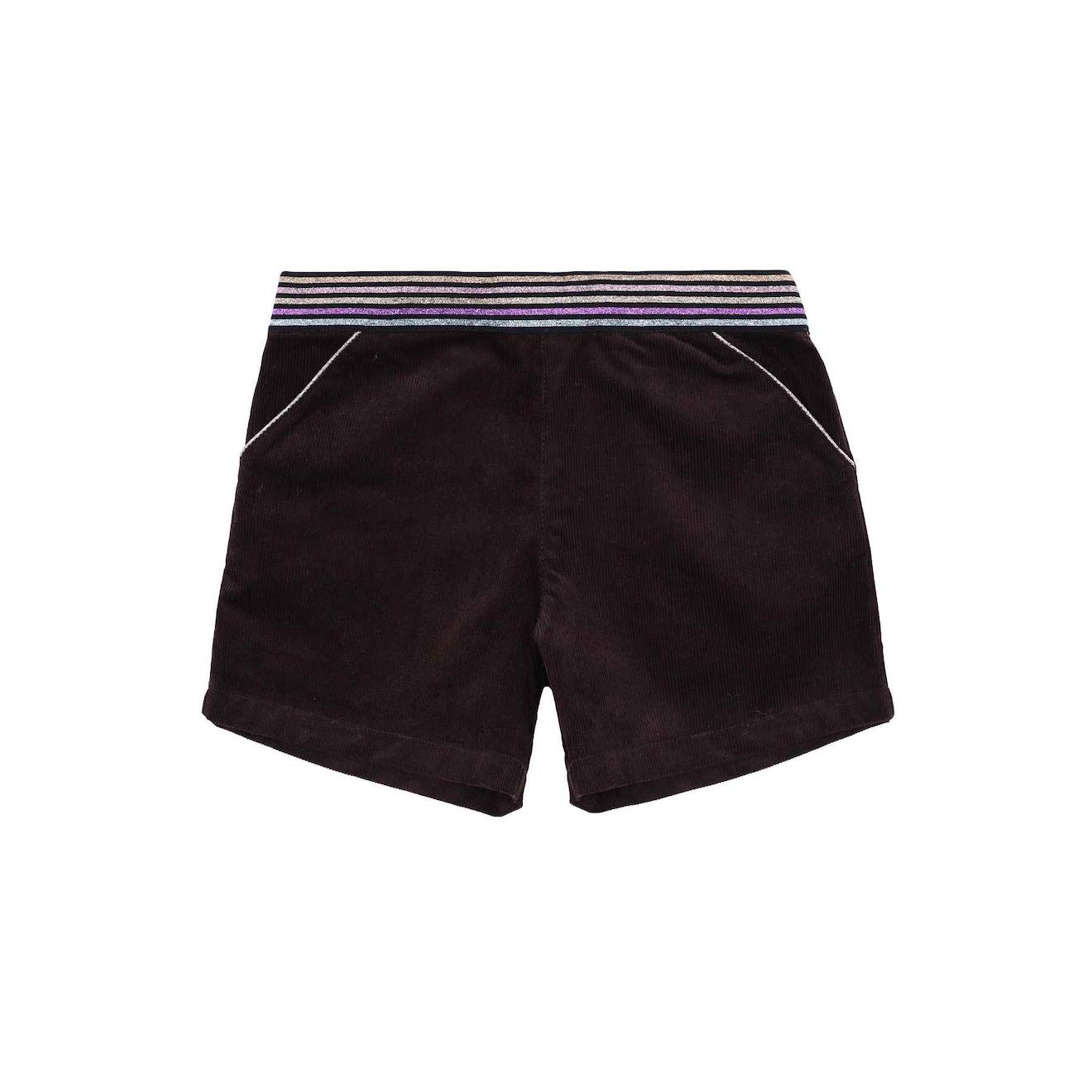 Short Hiver Velours Ceinture À Paillettes Poupette Marron