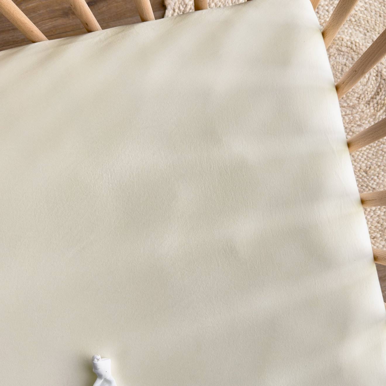 Drap Housse Pur Coton Bio Pour Lit Bébé Ecru