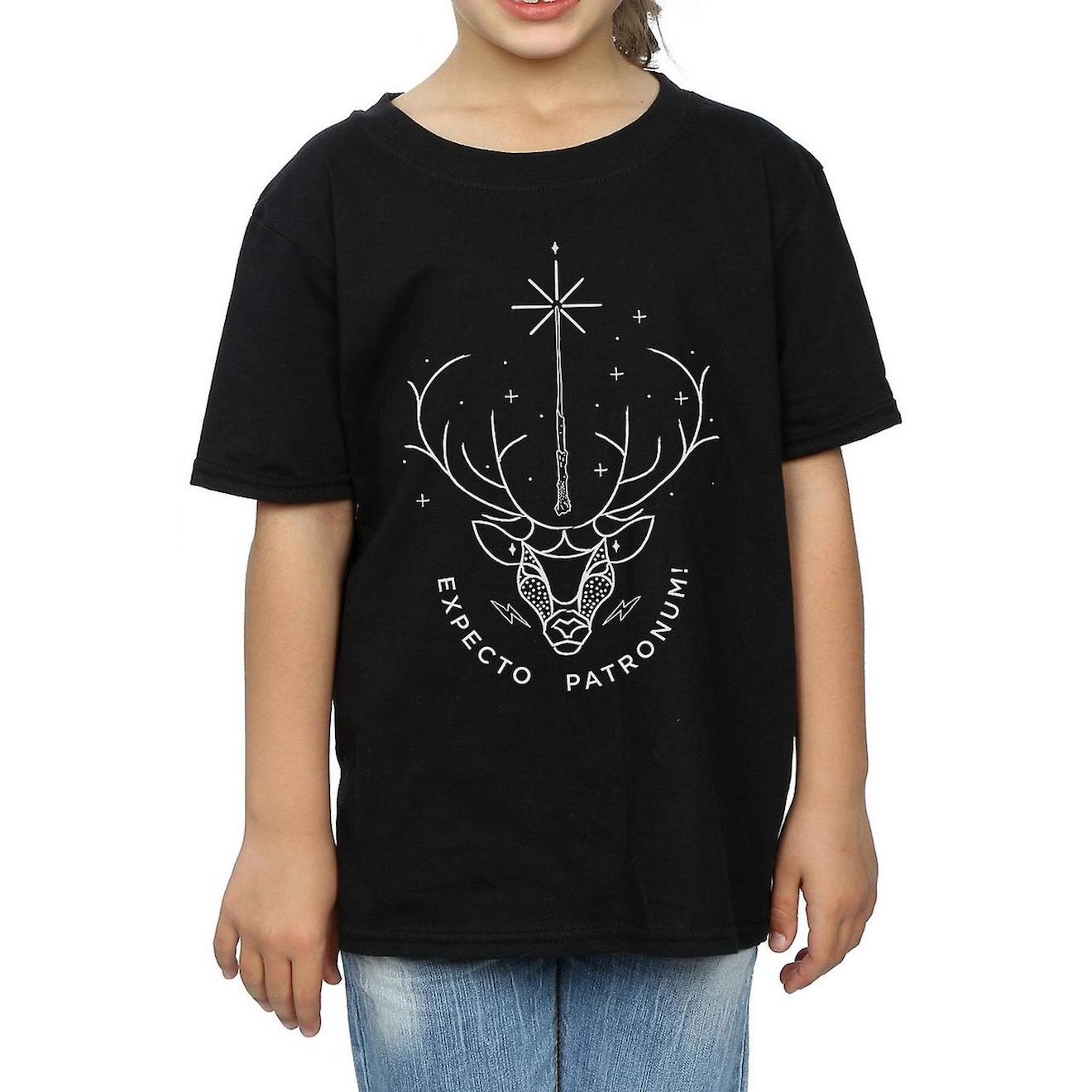 T-shirt En Coton Peigné De Qualité Supérieure Harry Potter Expecto Patronum Noir