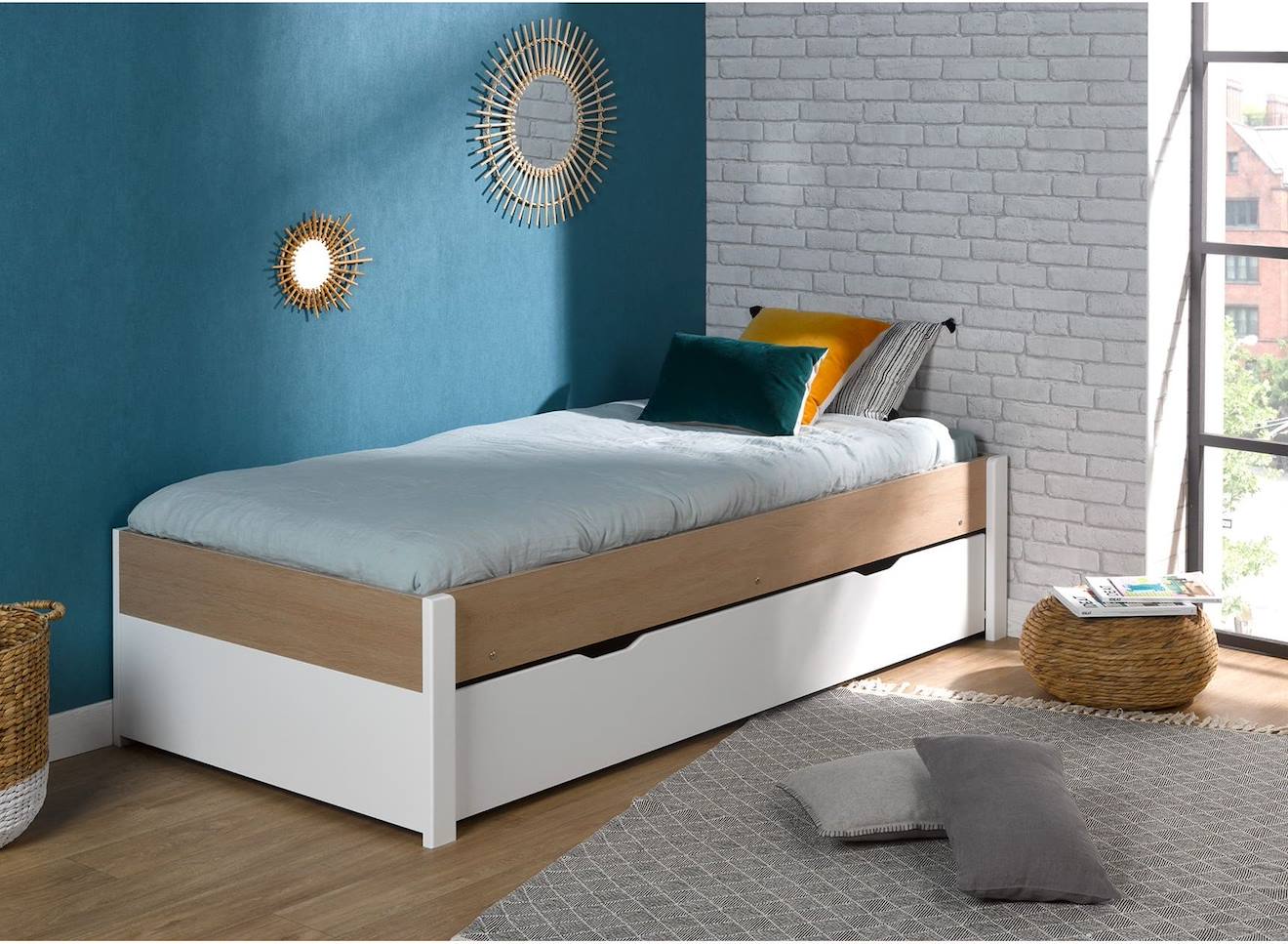 Lit Gigogne Nomade Blanc & Bois