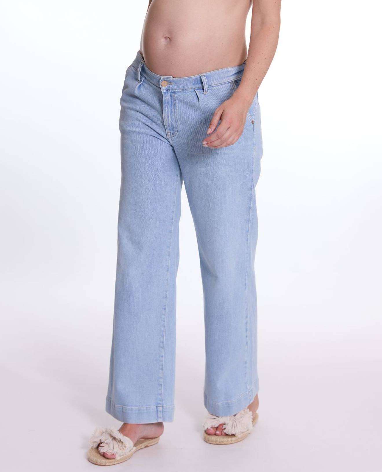 Jean De Grossesse Wide Leg Kelly Mid Light Blue
