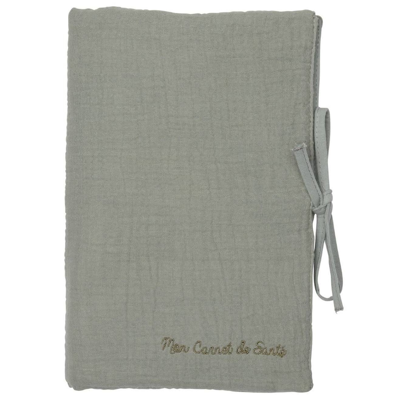 Protège Carnet De Santé Gaze De Coton Fougère Vert D'eau