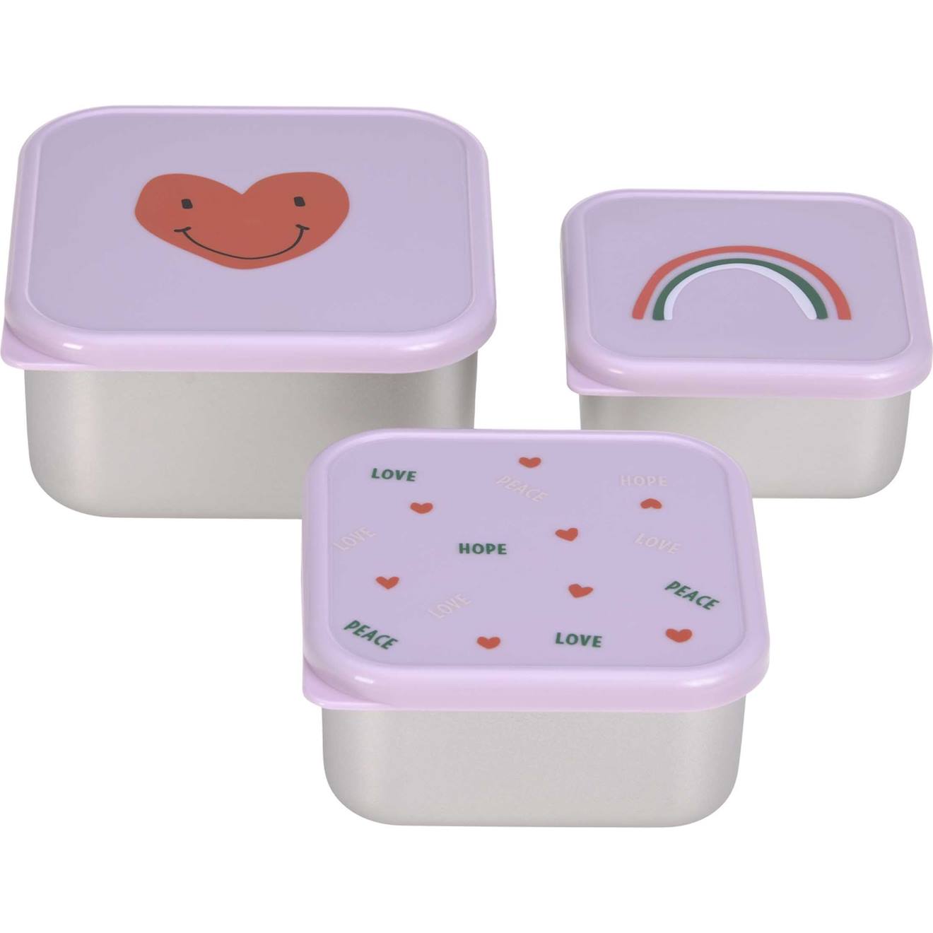 Lot De 3 Boîtes À Goûter Lilas, Rouge