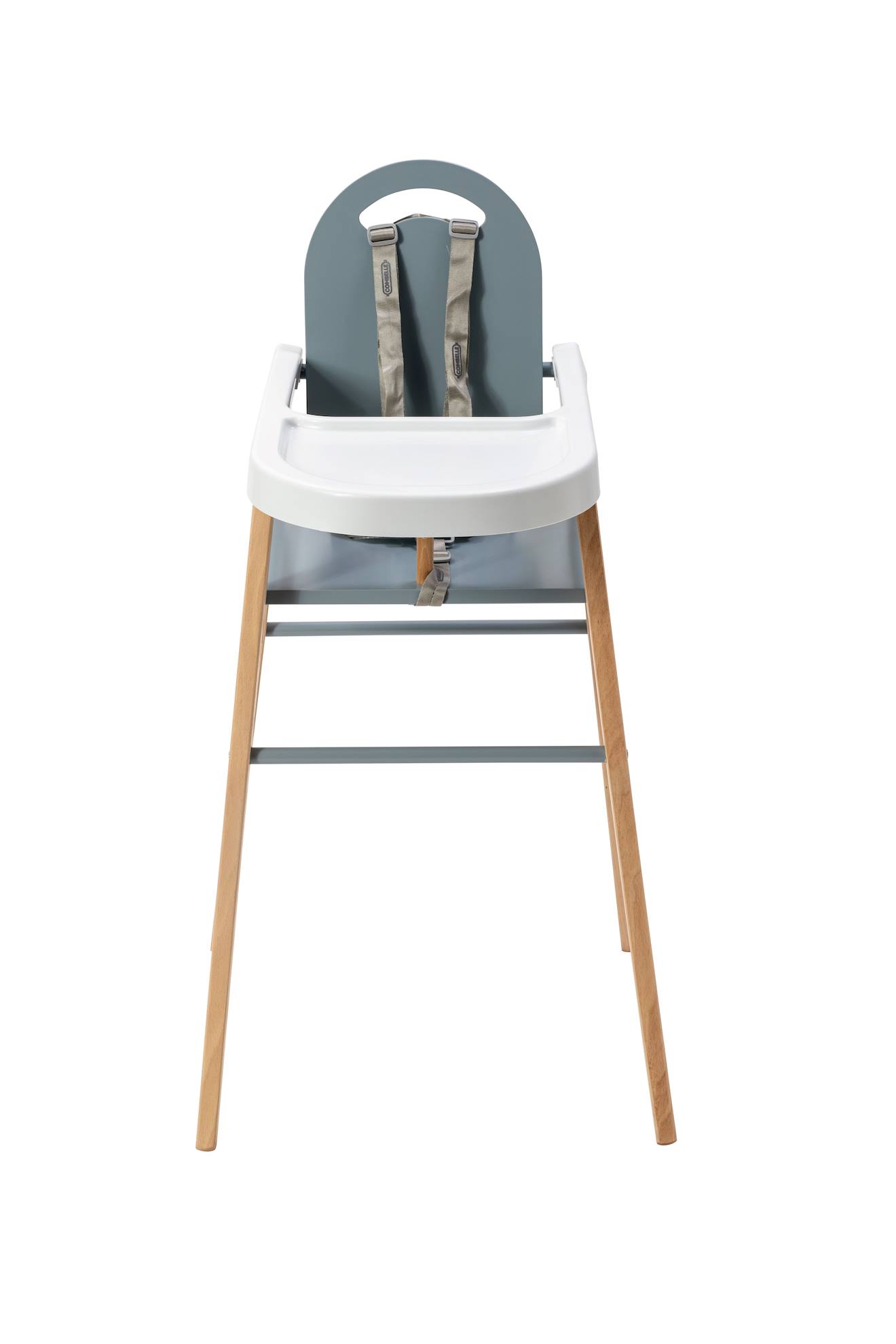 Chaise Haute Fixe Lili Hybride Bois Et Bleu Gris