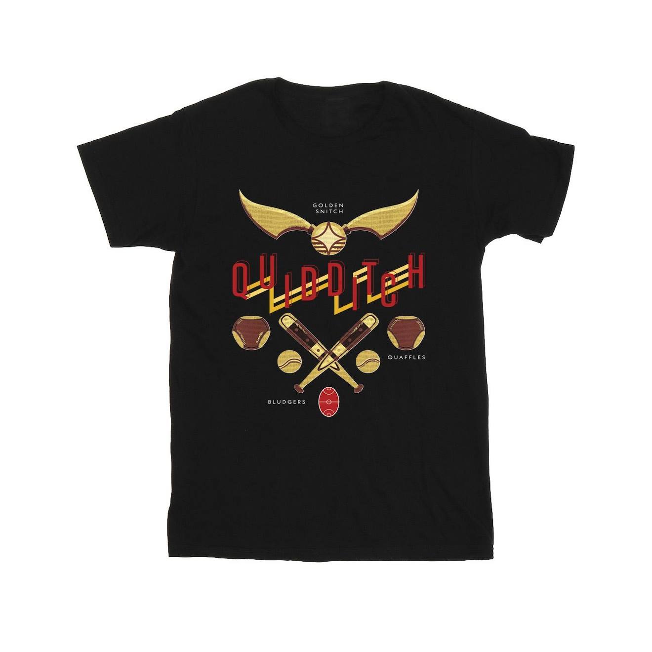 T-shirt Coton Harry Potter Quidditch Golden Snitch Noir