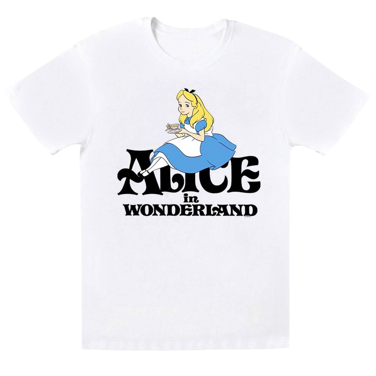 T-shirt Alice In Wonderland Tea Drinker En Coton Peigné De Qualité Supérieure Disney Blanc