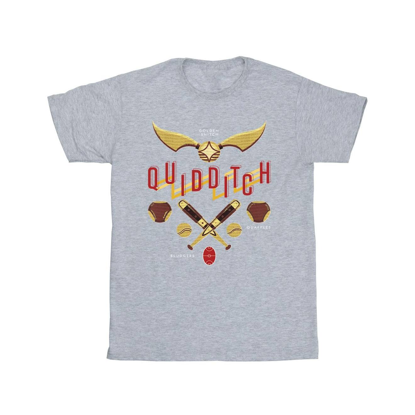 T-shirt Coton Harry Potter Quidditch Golden Snitch Gris Chiné