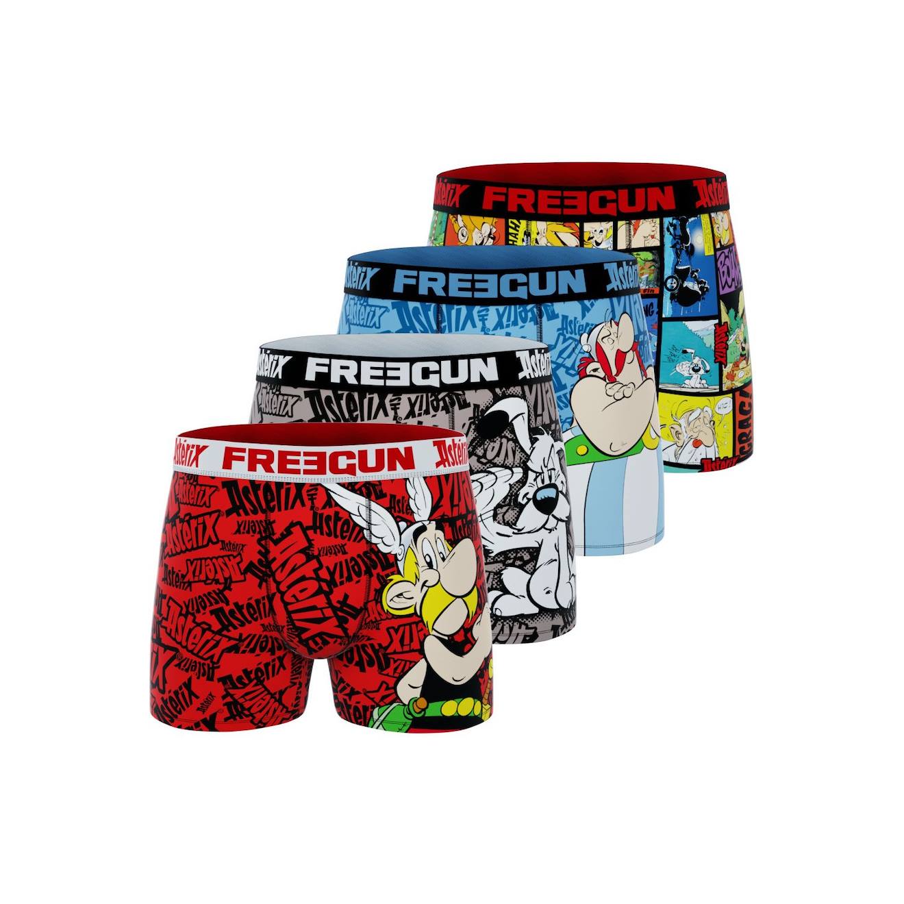 Lot De 4 Boxers Astérix Turquoise/gris/rouge/jaune