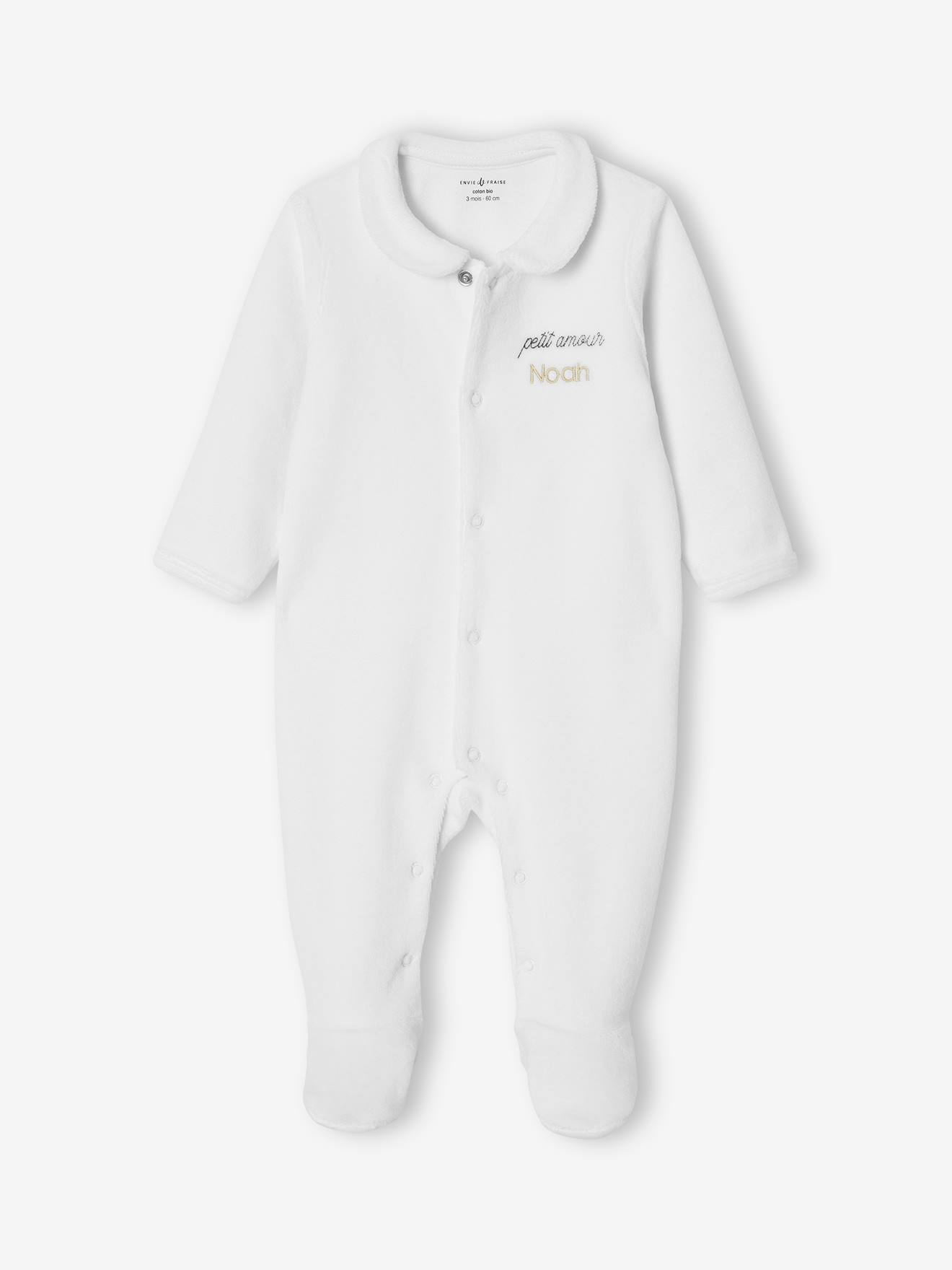 Kit naissance personnalisable : brassière, body, pyjama, cartelette de bienvenue et pochon blanc (Envie De Fraise) - Image 1