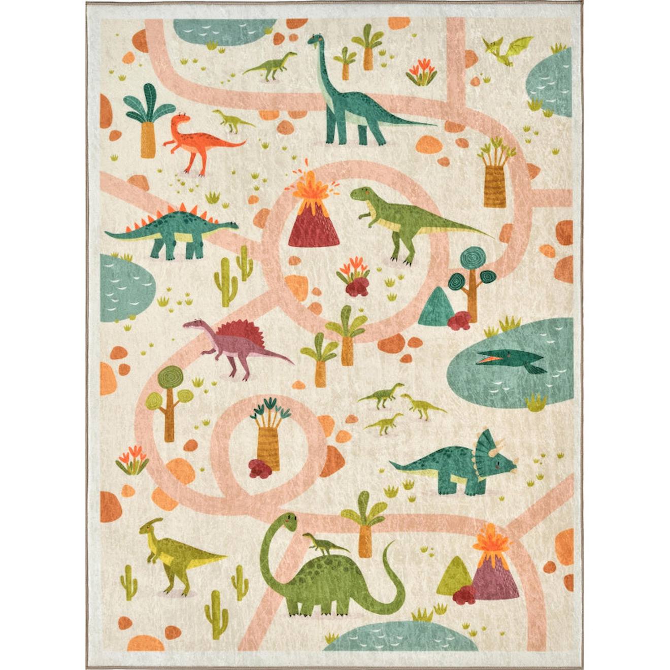 Tapis Enfant Happy Dinosaure Beige