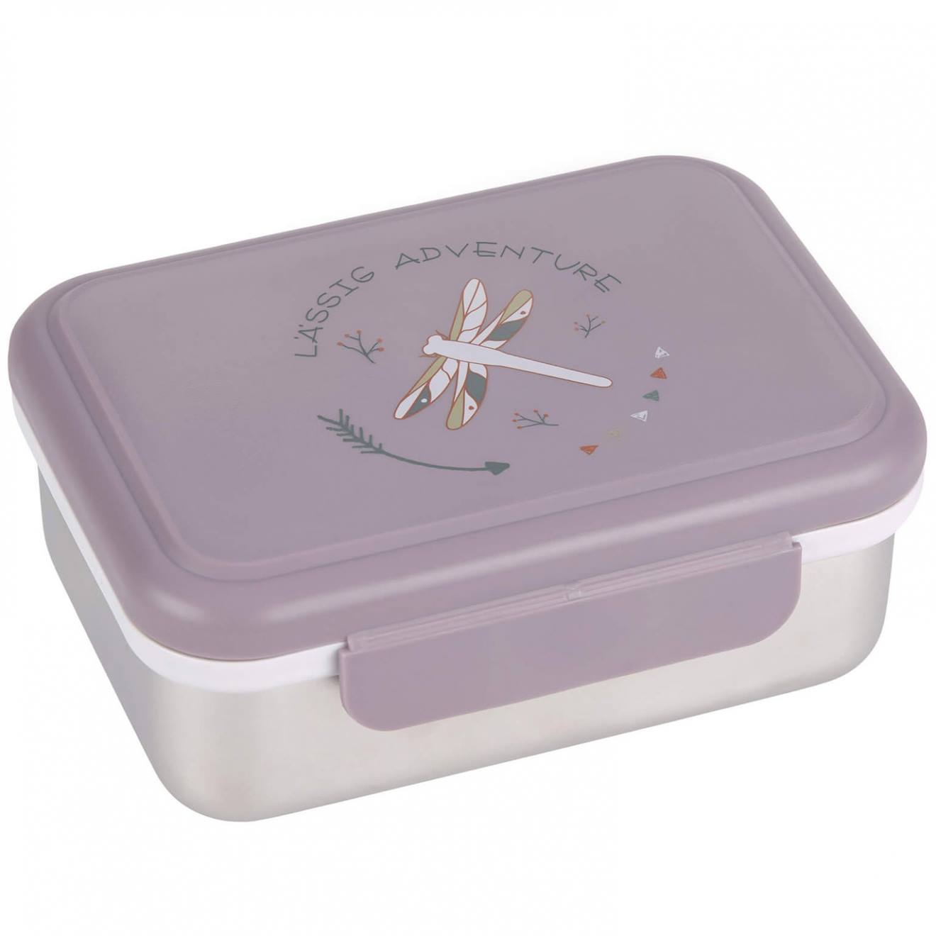 Lässig - Boîte À Goûter/lunch Box Inox Little Gang Arc-en-ciel Violet, Argenté