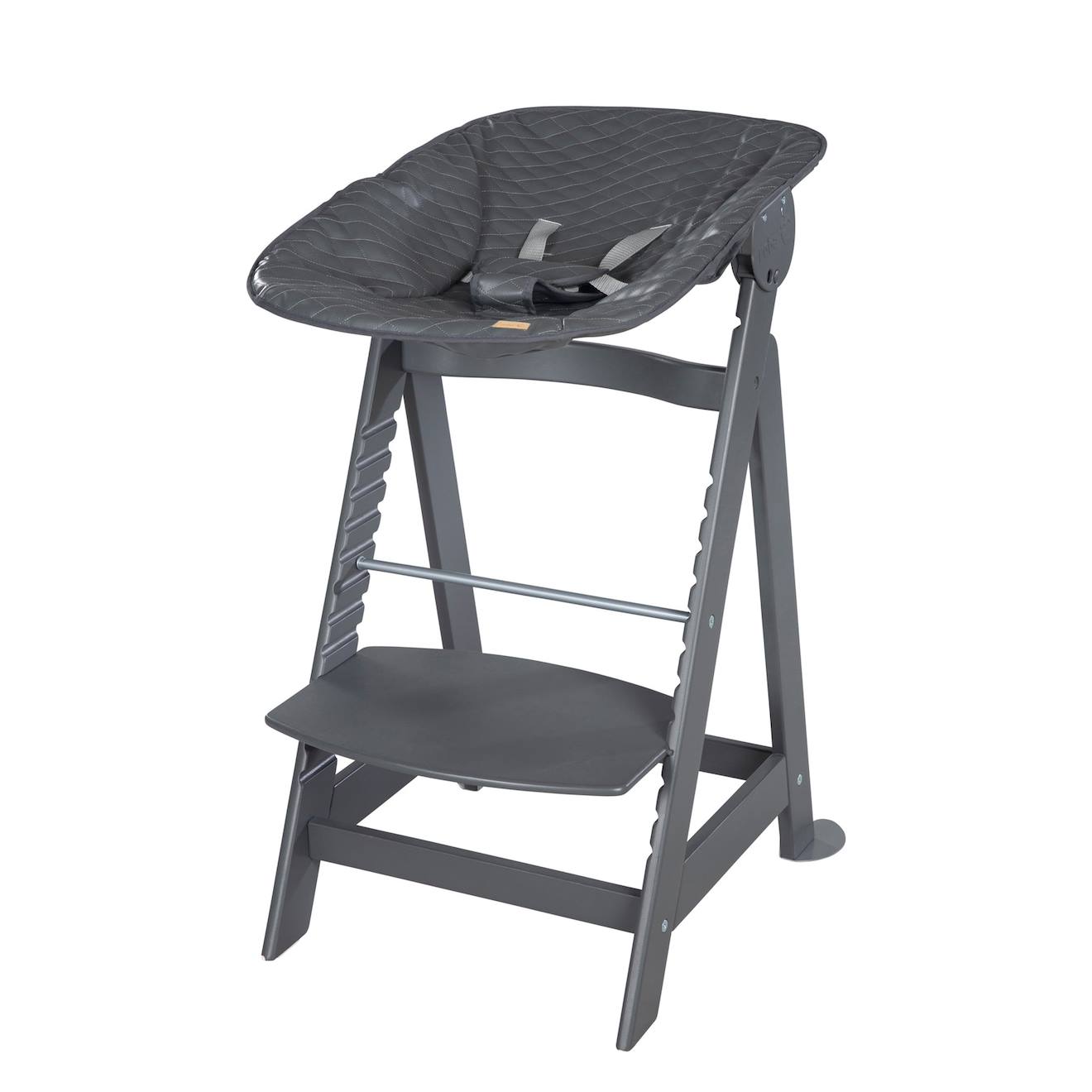 Chaise Haute Évolutive Et Inclinable Avec Transat Déperlant Born Up Anthracite - Graphite (Roba) - Image 2