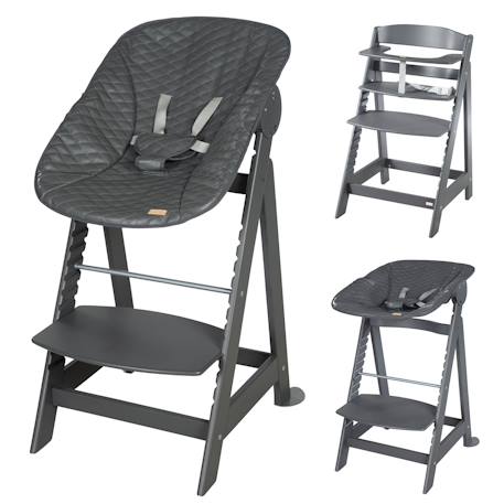 Roba - Chaise Haute Évolutive Et Inclinable Avec Transat Déperlant Born Up Anthracite - Graphite