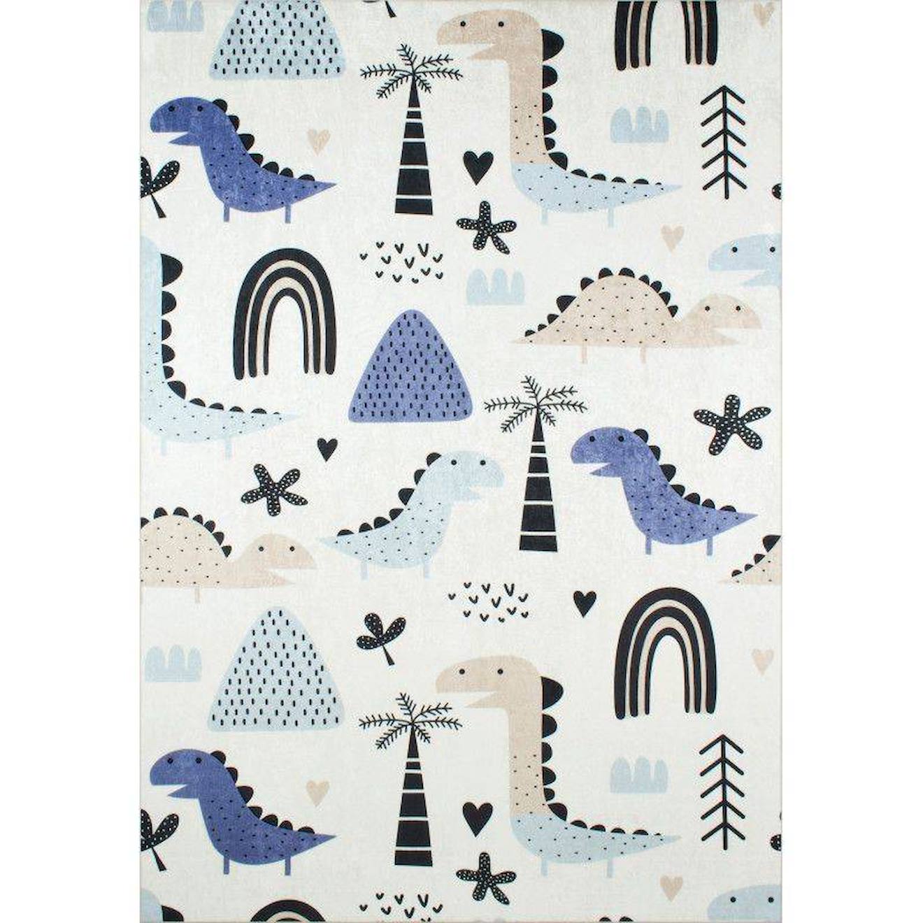 Tapis Enfant Dinosaures Happy Bleu