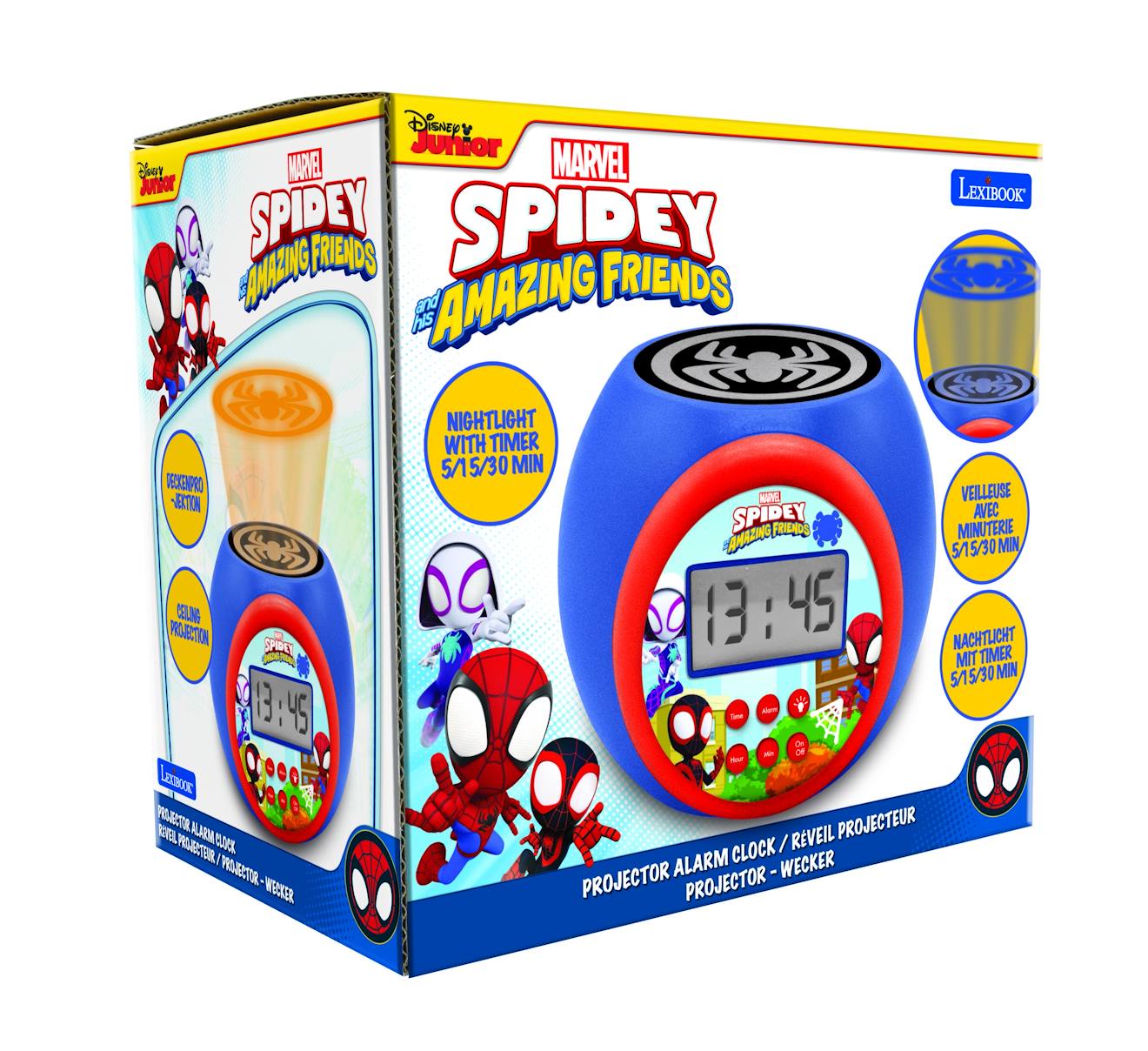 Lexibook - Réveil Projecteur Spidey And His Amazing Friends Multicolore