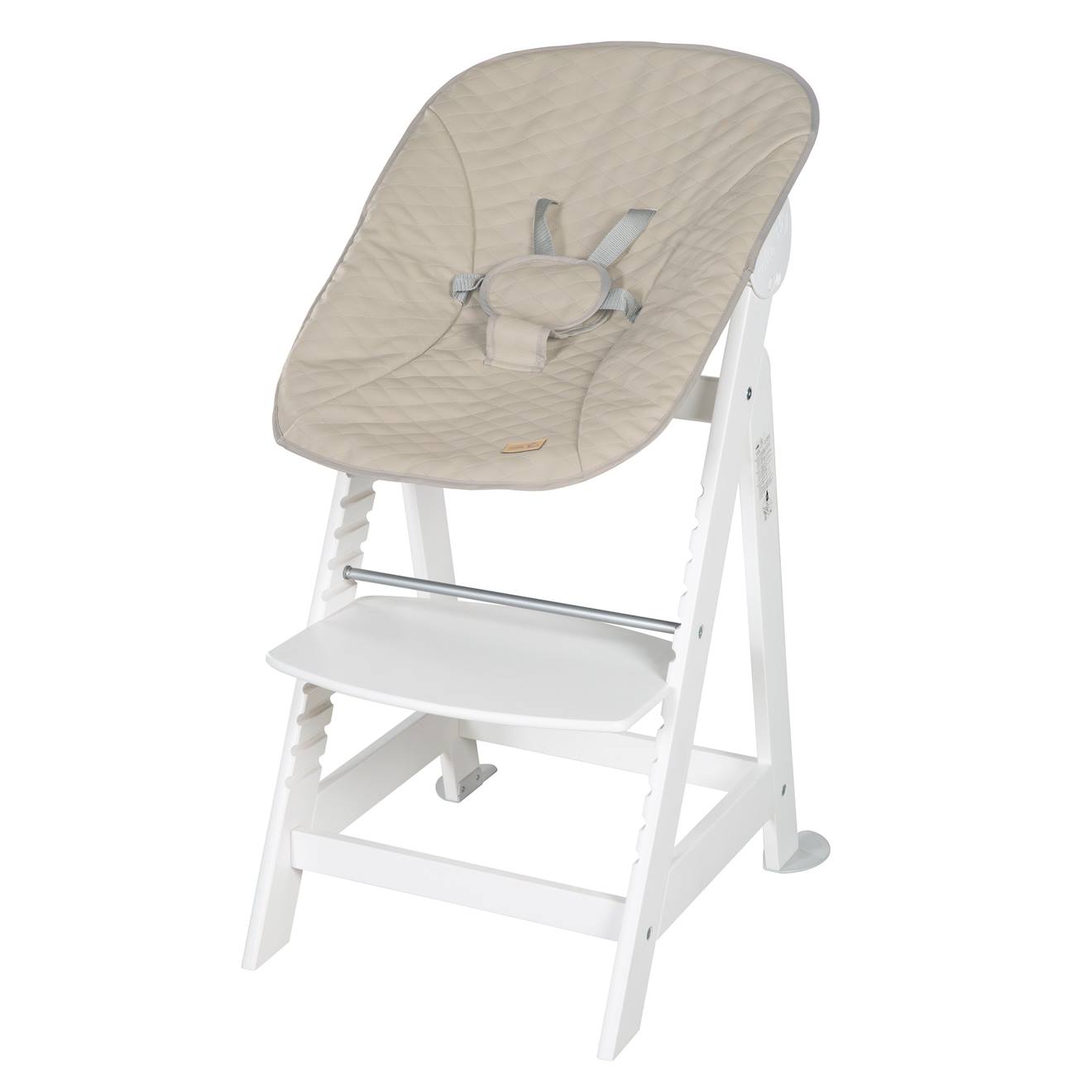 Chaise Haute Évolutive Et Inclinable Avec Transat Déperlant Born Up Blanc - Grège (Roba) - Image 2