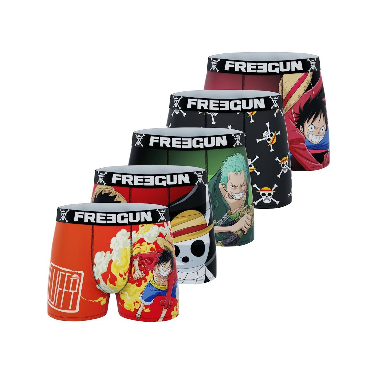 Lot De 5 Boxers One Piece Noir/vert/rouge/jaune