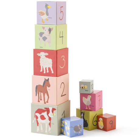 Kids Concept - Cubes À Empiler En Carton Multicolore