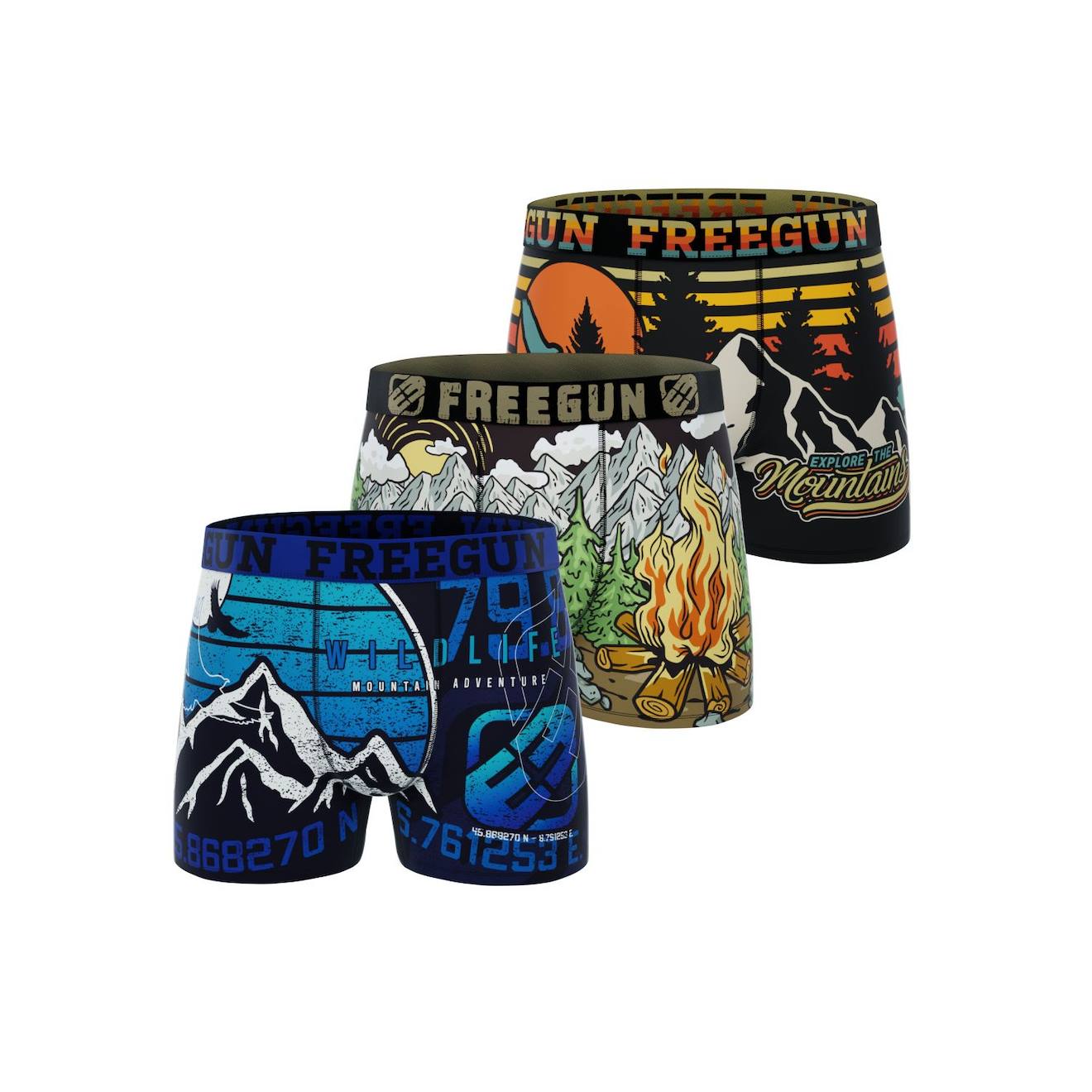 Lot De 3 Boxers Outdoor Orange/noir/blanc/bleu